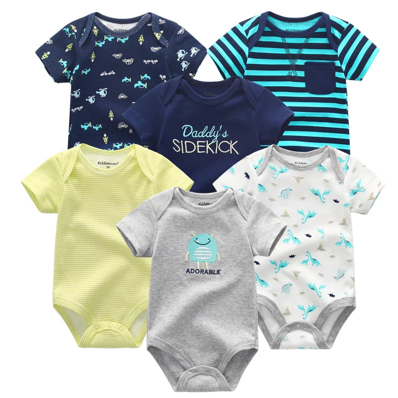 6Pcs/Set Unisex Newborn Baby Boy Clothes Unicorn Cotton Baby Girl Clothes Cartoon Girls Baby Clothing Jumpsuits Bodysuits