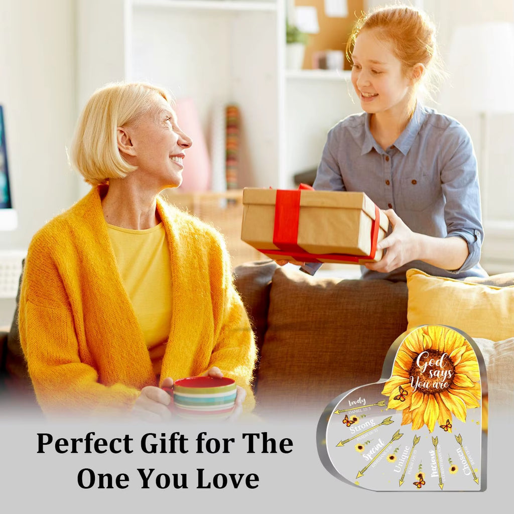 Religious Gifts for Women Christian, Inspirational Gifts with Bible Verse Plaque, Sunflower Christian Home Desk Decor Ornaments