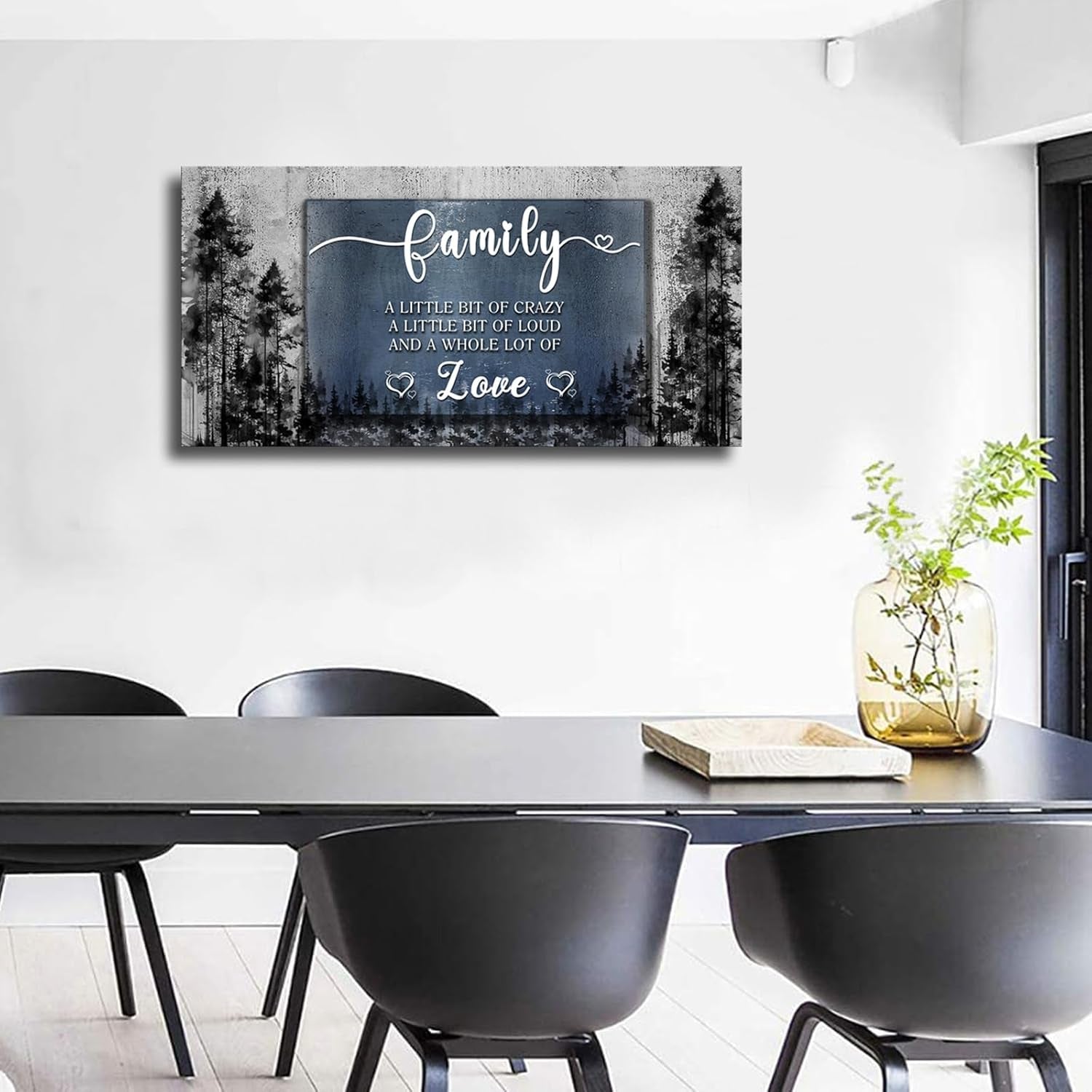 Family Quotes Canvas Wall Art,Family a Little Bit of Crazy Loud Love Wall Art for Living Room,Inspirational Motto Canvas Prints Poster Stretched Framed Artworks for Home Bedroom Office Wall Decor