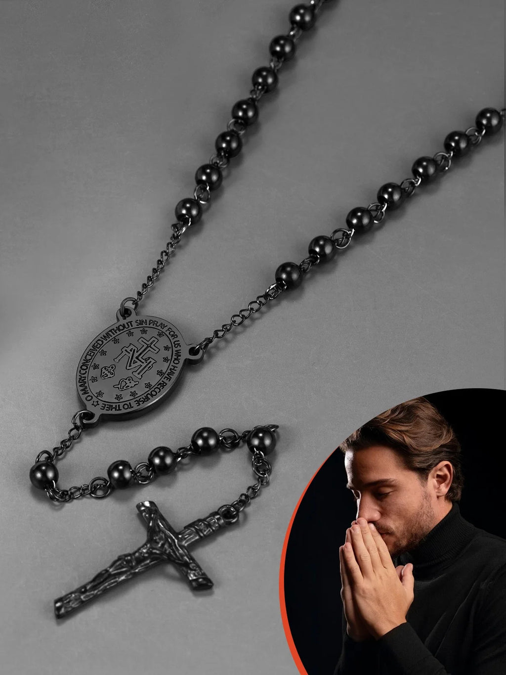 Black Rosary Necklace