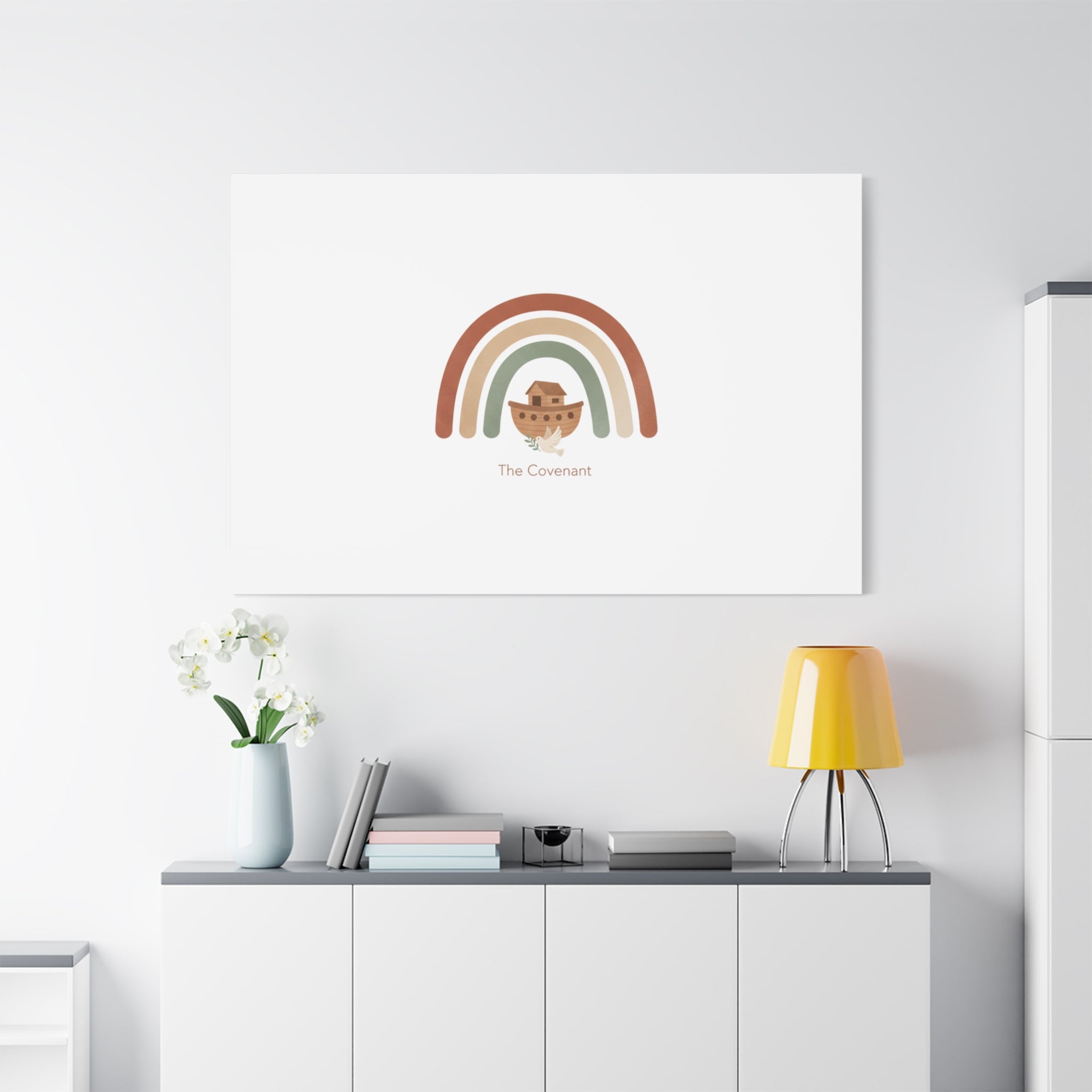 Noah's Ark Rainbow Matte Canvas Wall Art - "The Covenant" Nursery Decor