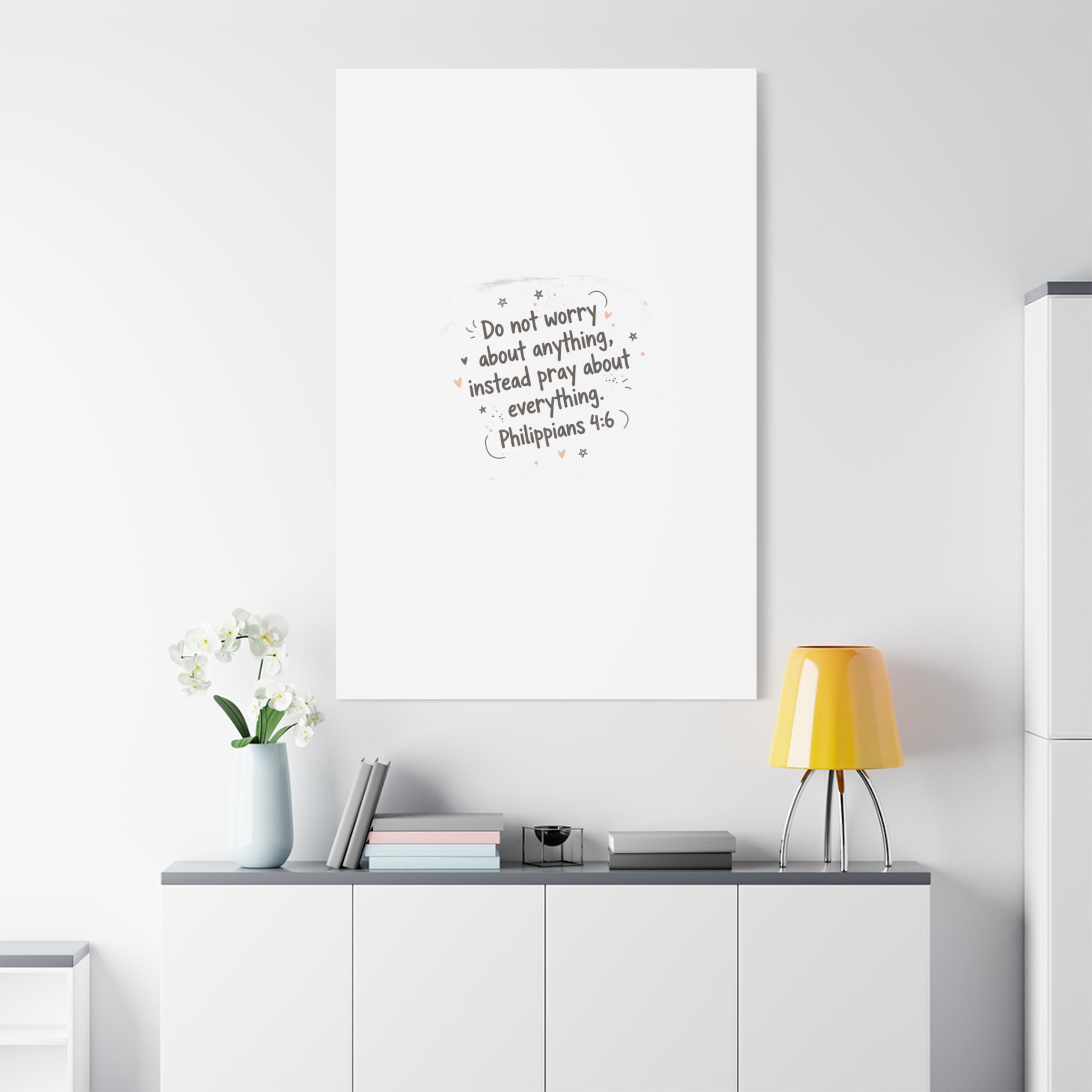 Do Not Worry Prayer Canvas | Handwritten Messy Script, Pastel Doodle Art
