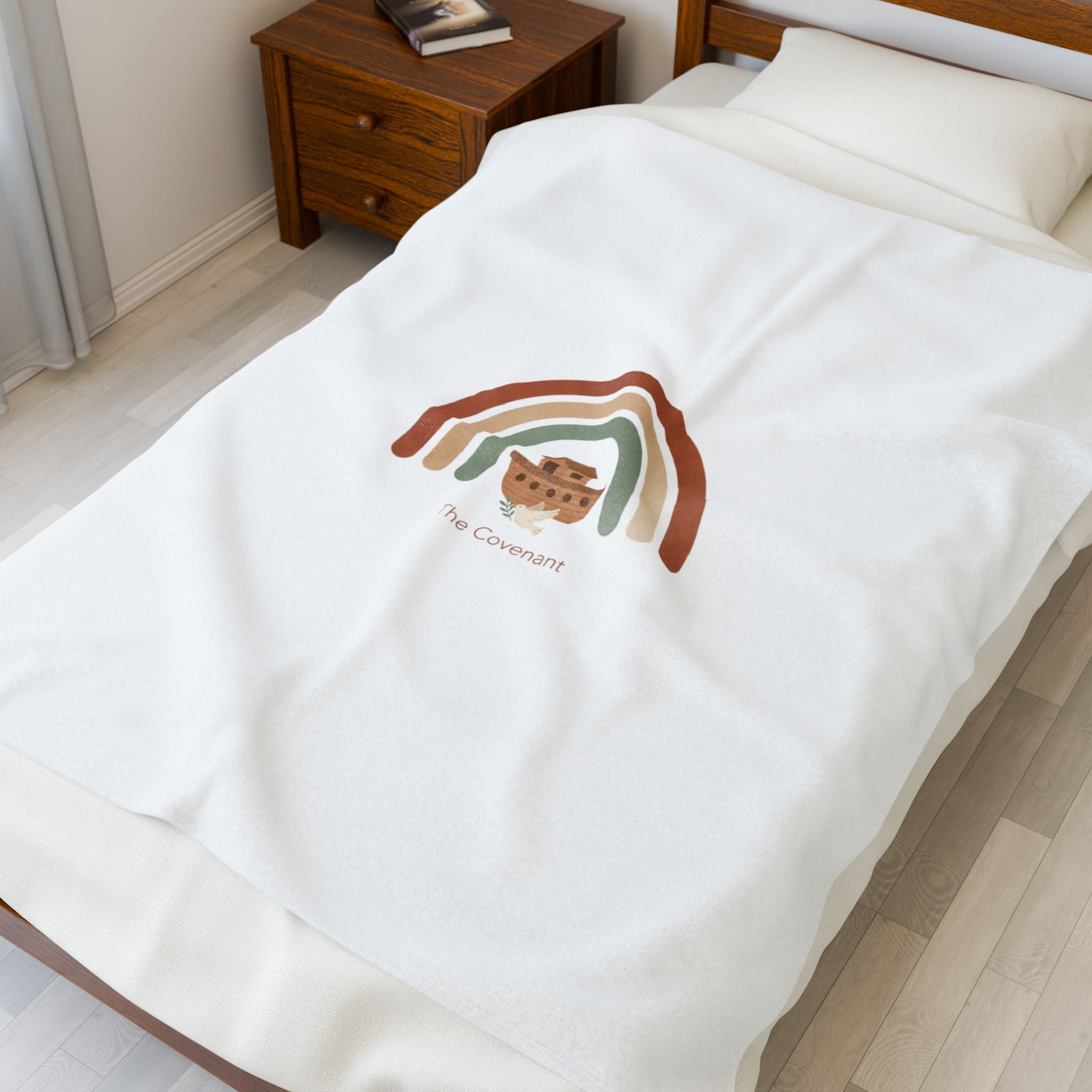 Neutral Rainbow Arc Plush Blanket | Boho Desert Arc, Muted Rainbow Nursery