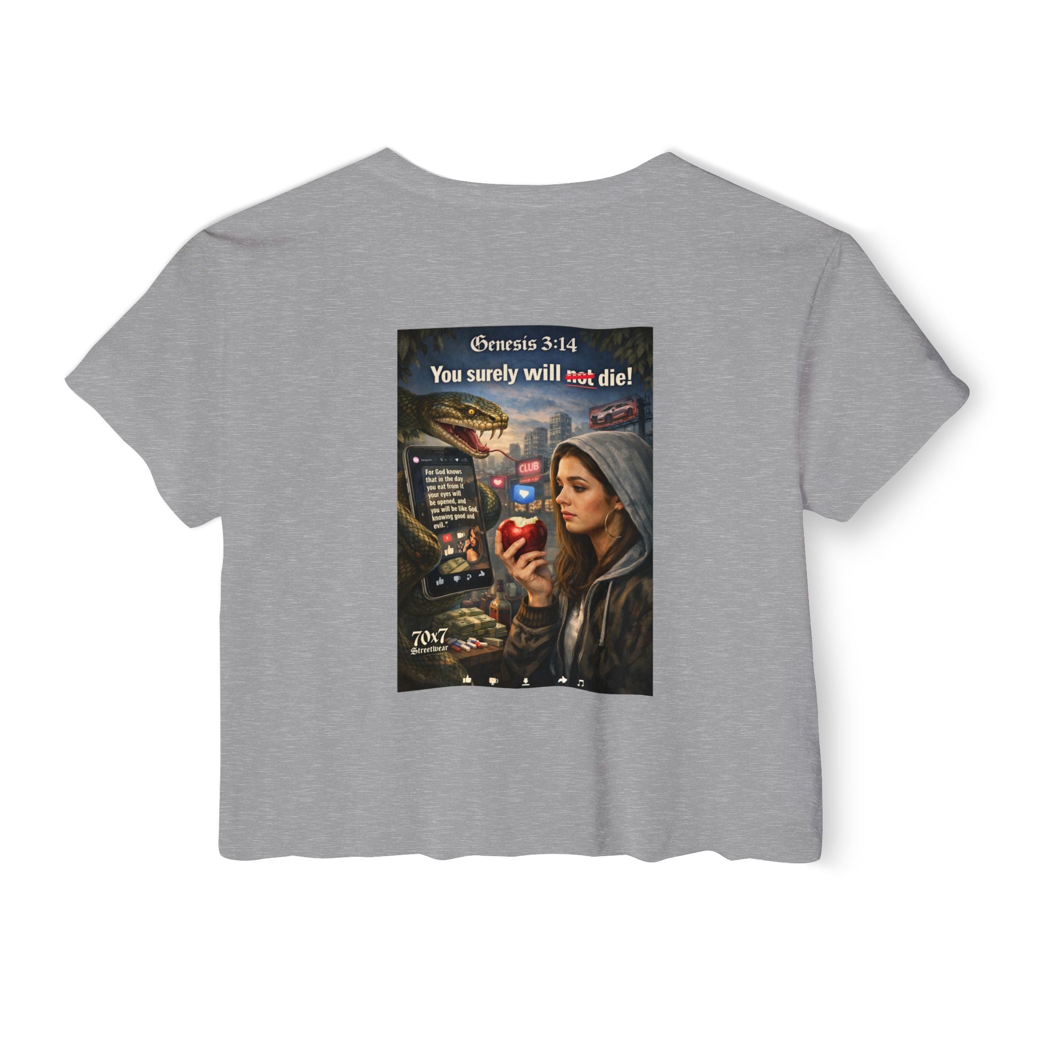 Genesis 3"14 Women's Crop Top — 'You Surely Will Not Die!' 70x7 Streetwear Graphic