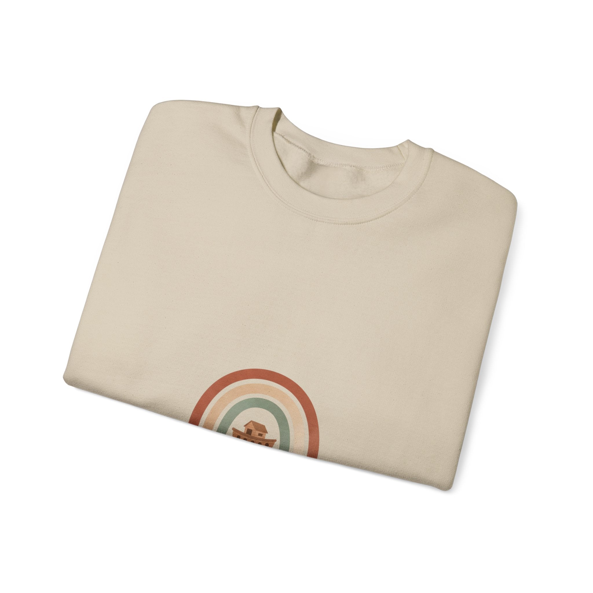 Neutral Rainbow Arc Sweatshirt | muted rainbow boho desert arc design