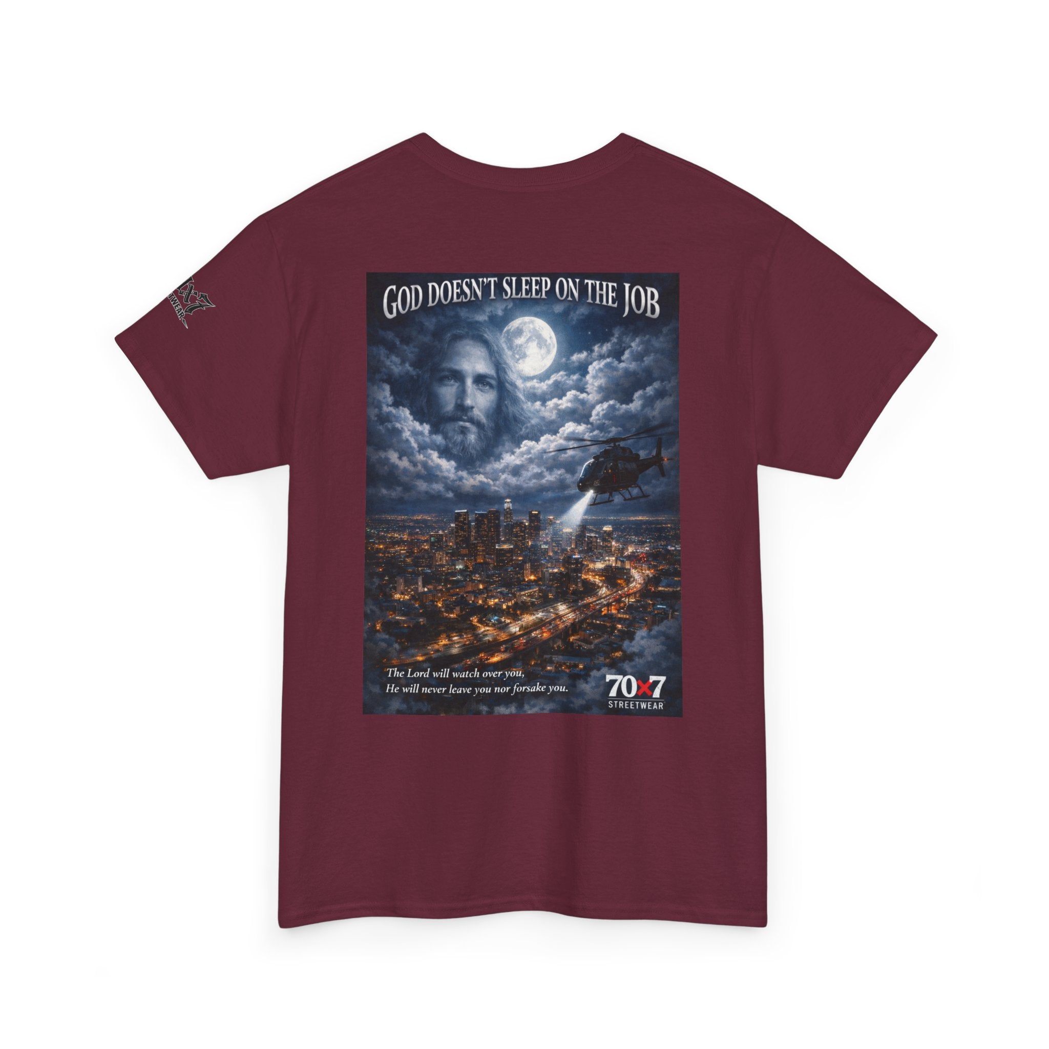 70x7 Streetwear "God Doesn't Sleep on the Job" Graphic T-Shirt