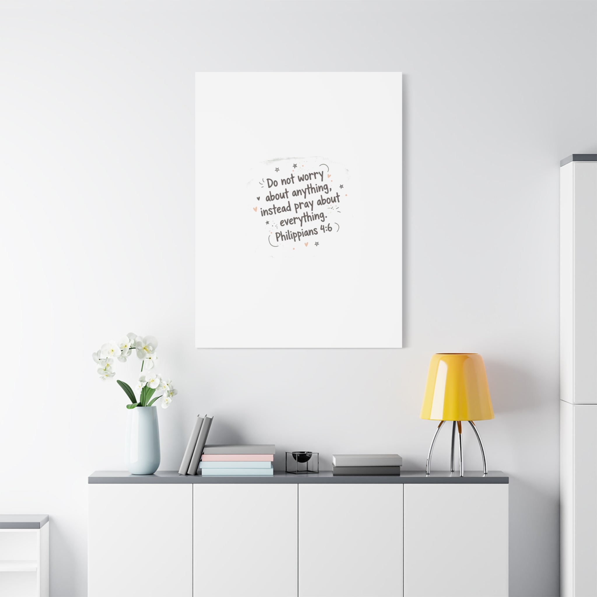 Do Not Worry Prayer Canvas | Handwritten Messy Script, Pastel Doodle Art