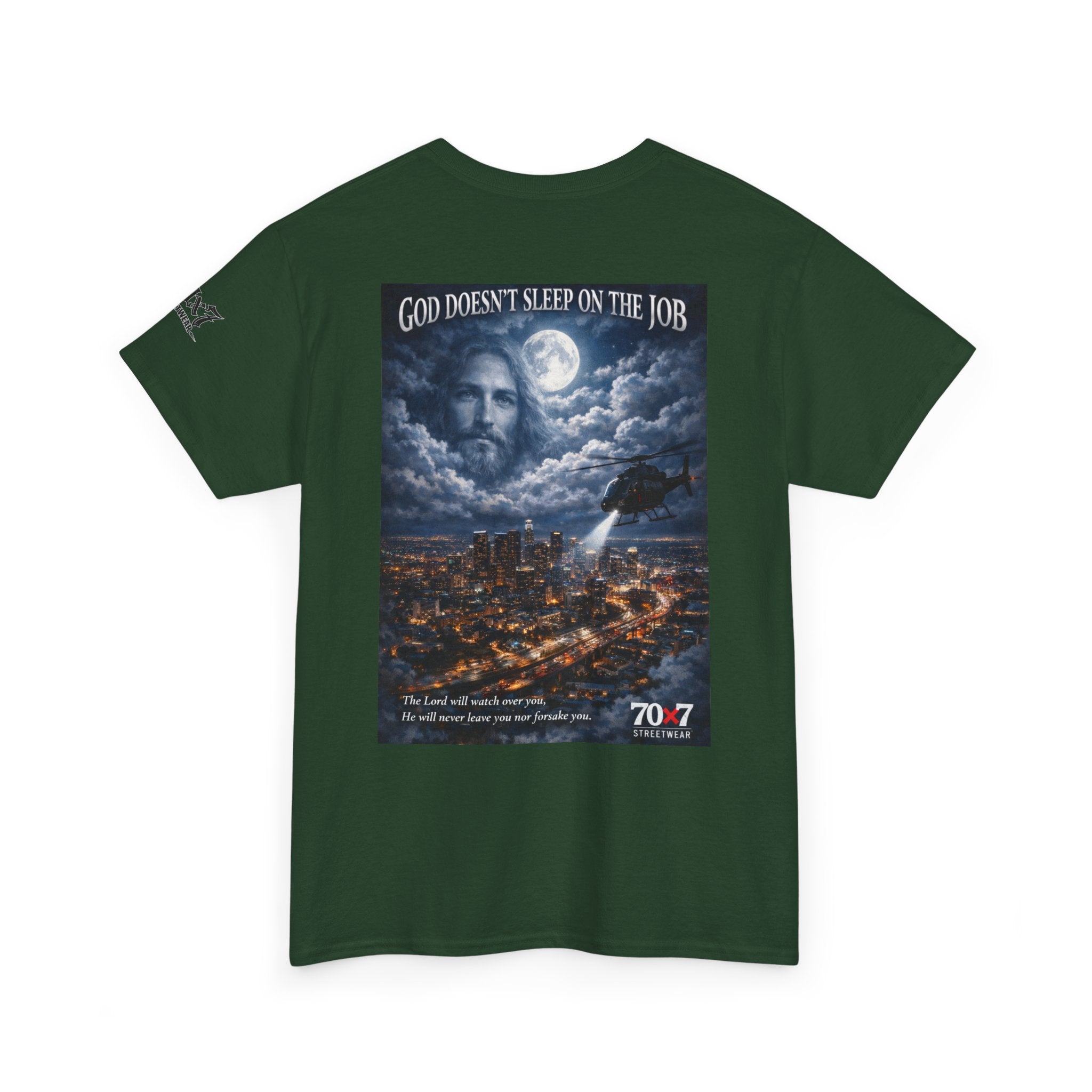 70x7 Streetwear "God Doesn't Sleep on the Job" Graphic T-Shirt