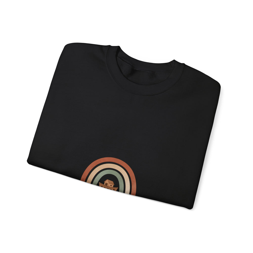 Neutral Rainbow Arc Sweatshirt | muted rainbow boho desert arc design