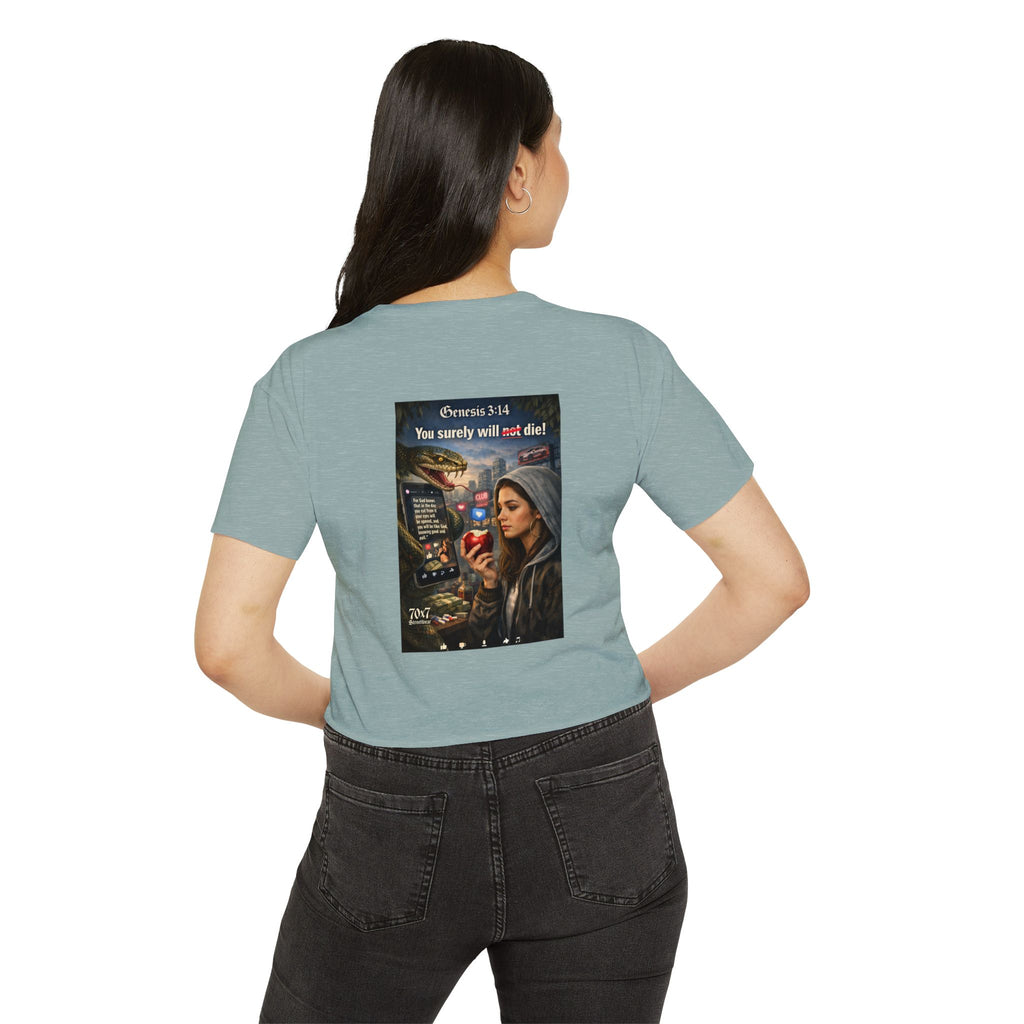 Genesis 3"14 Women's Crop Top — 'You Surely Will Not Die!' 70x7 Streetwear Graphic