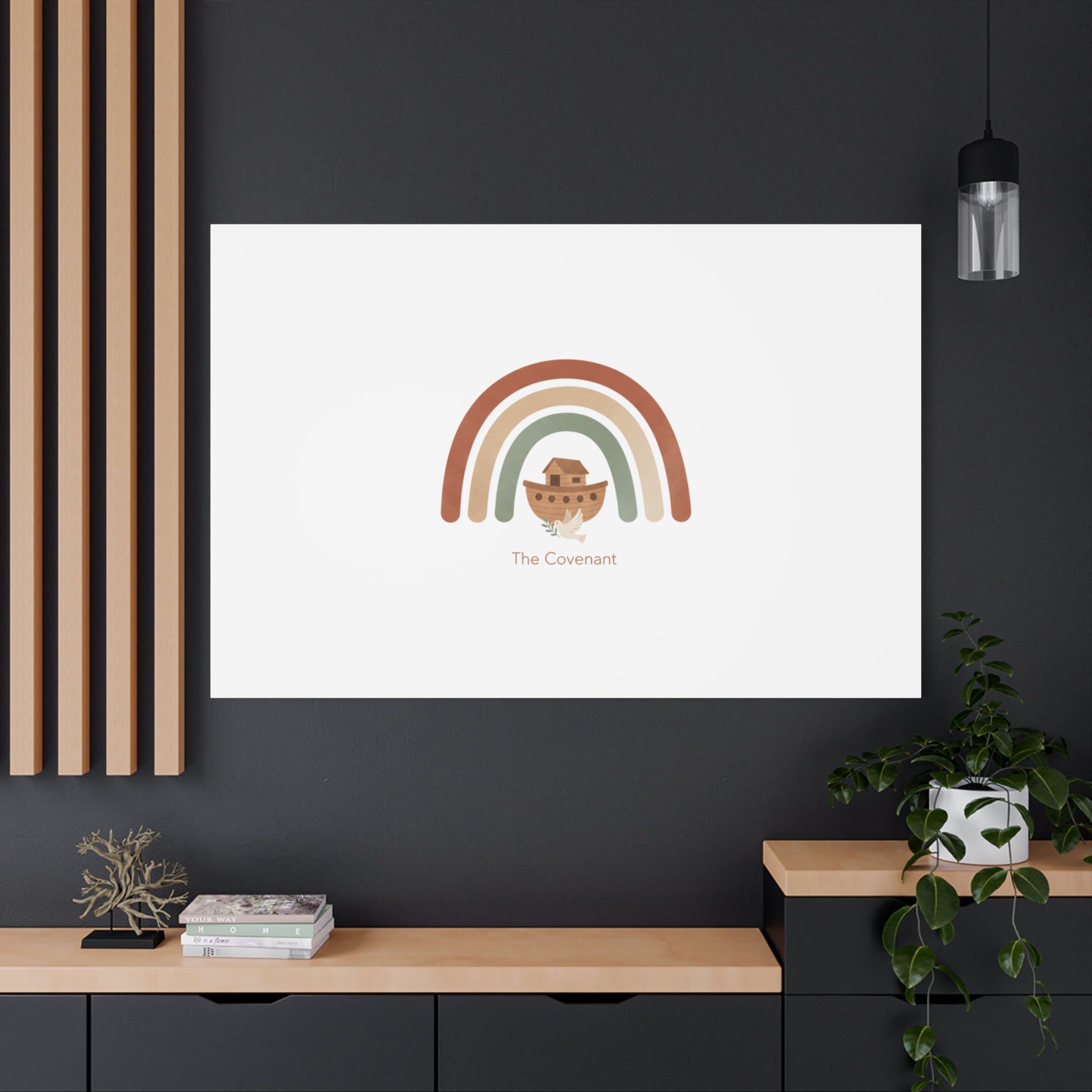 Noah's Ark Rainbow Matte Canvas Wall Art - "The Covenant" Nursery Decor