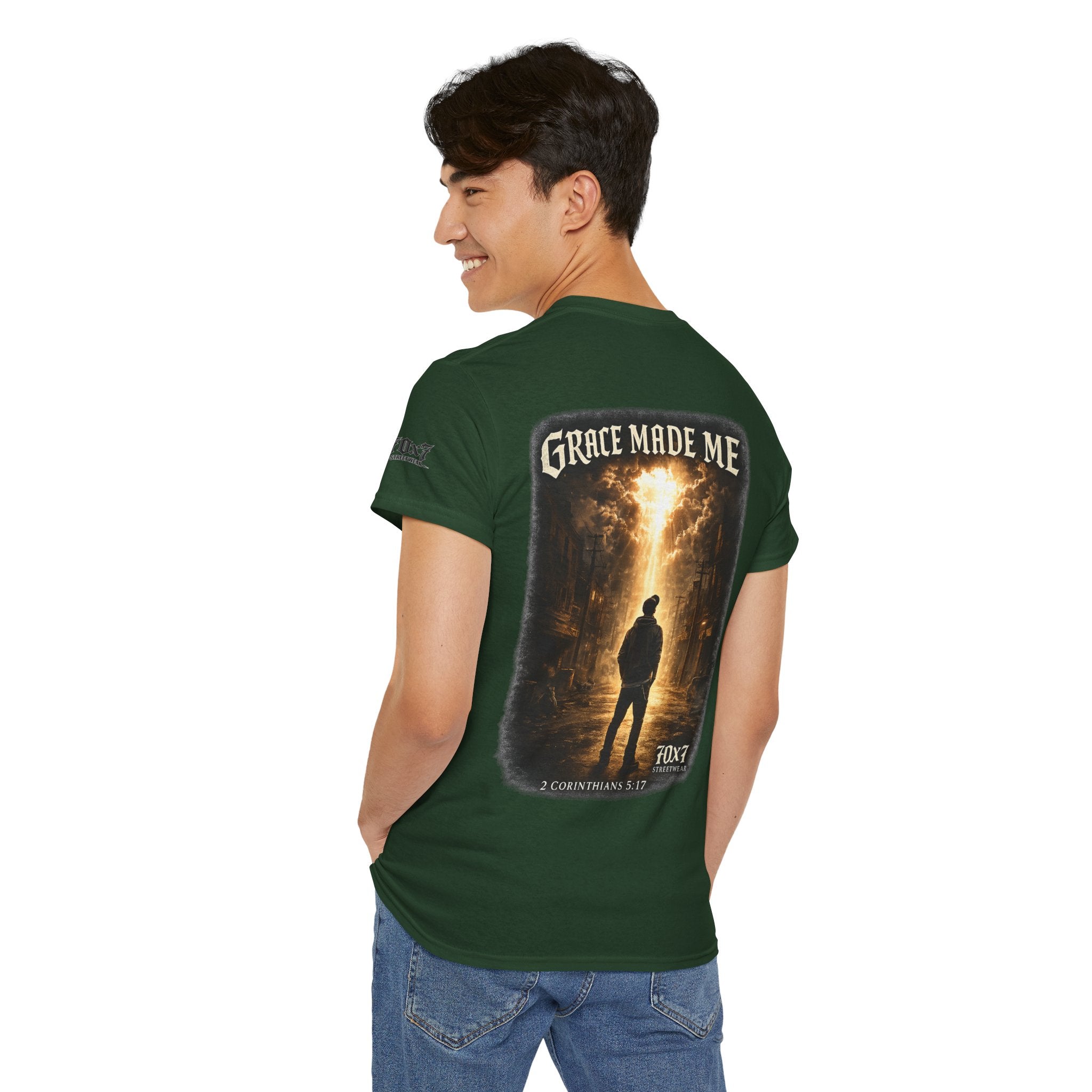 70x7 Streetwear Grace Made Me T-Shirt — Inspirational Christian Streetwear Tee