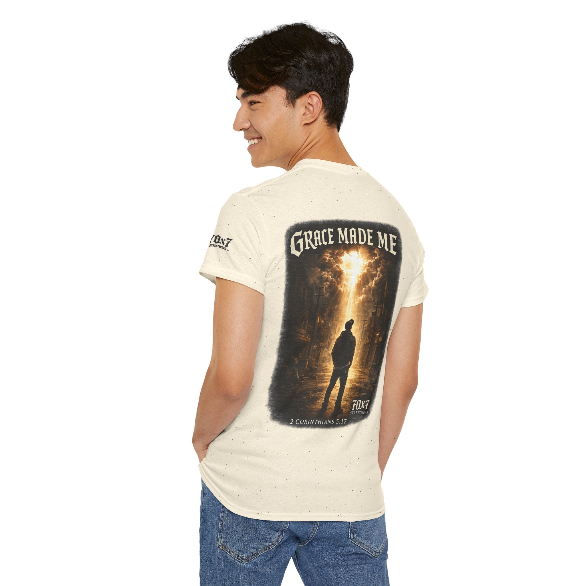 70x7 Streetwear Grace Made Me T-Shirt — Inspirational Christian Streetwear Tee