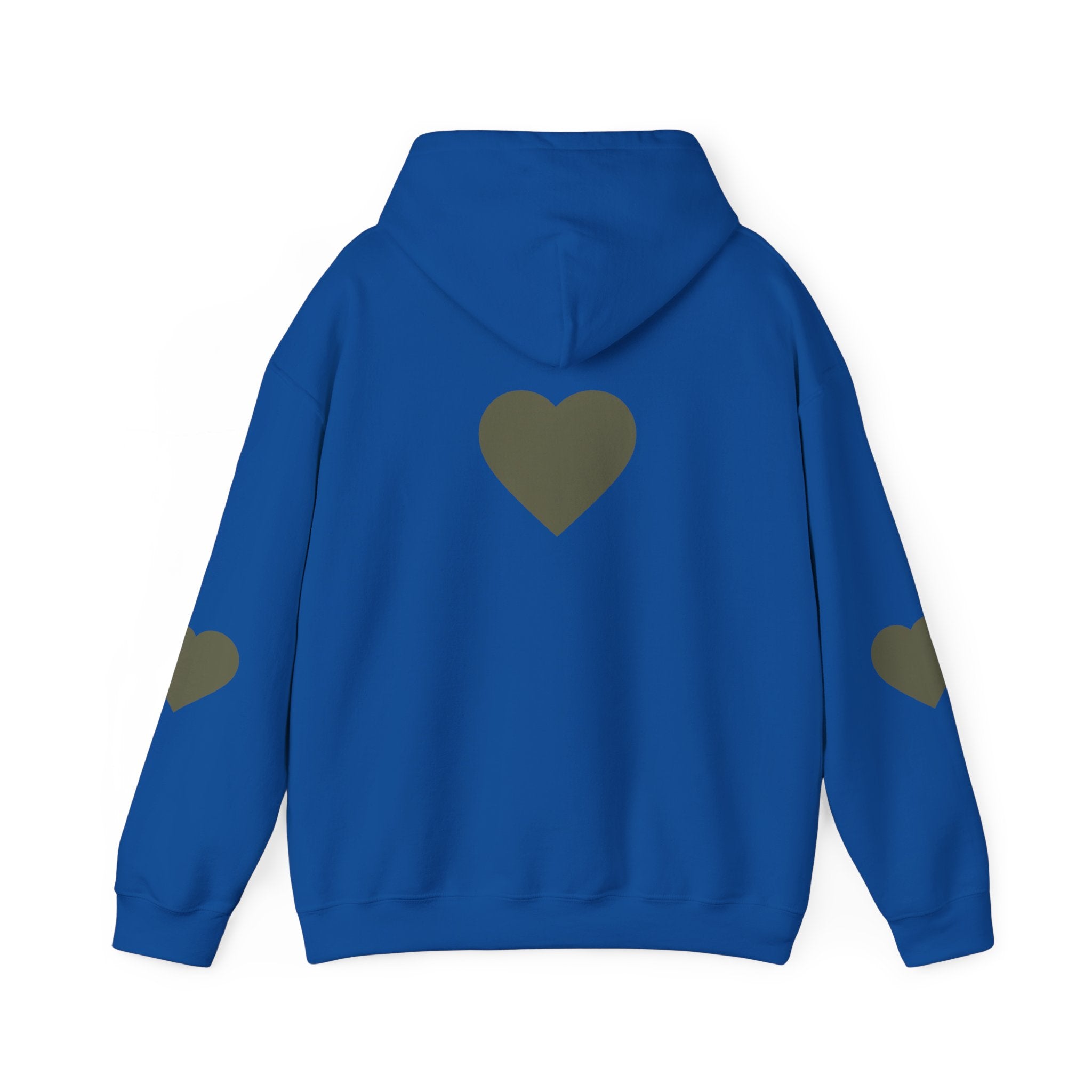 Heart Accent Hoodie — Minimal Olive Heart Sweatshirt for Everyday Wear
