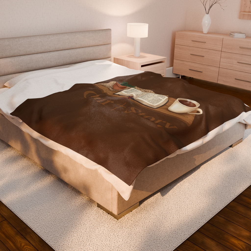 Our Story Reading Graphic Velveteen Plush Blanket | Cozy Book Aesthetic, Library Life