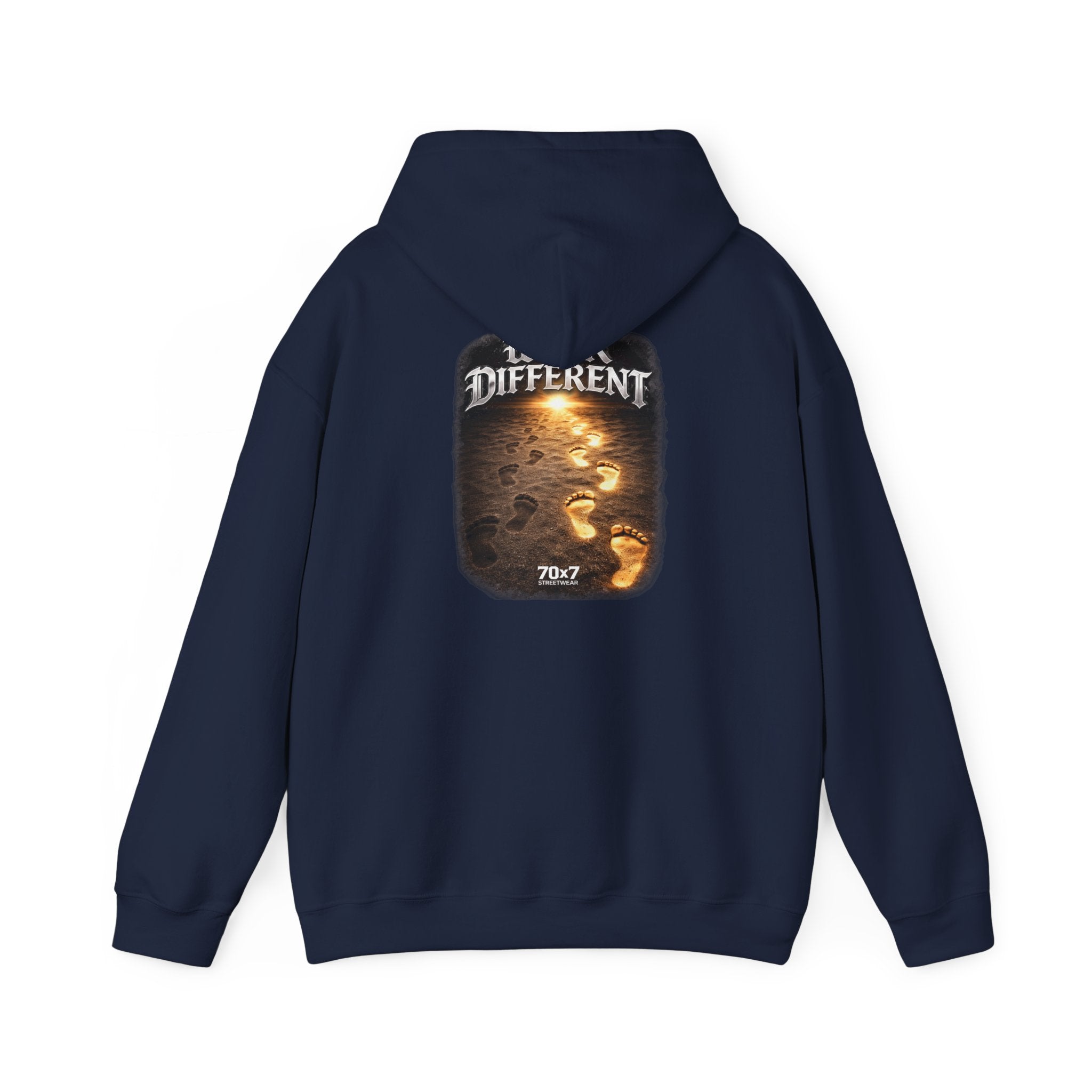 70x7 Streetwear Hoodie — 70x7 "Walk Different" Graphic Pullover