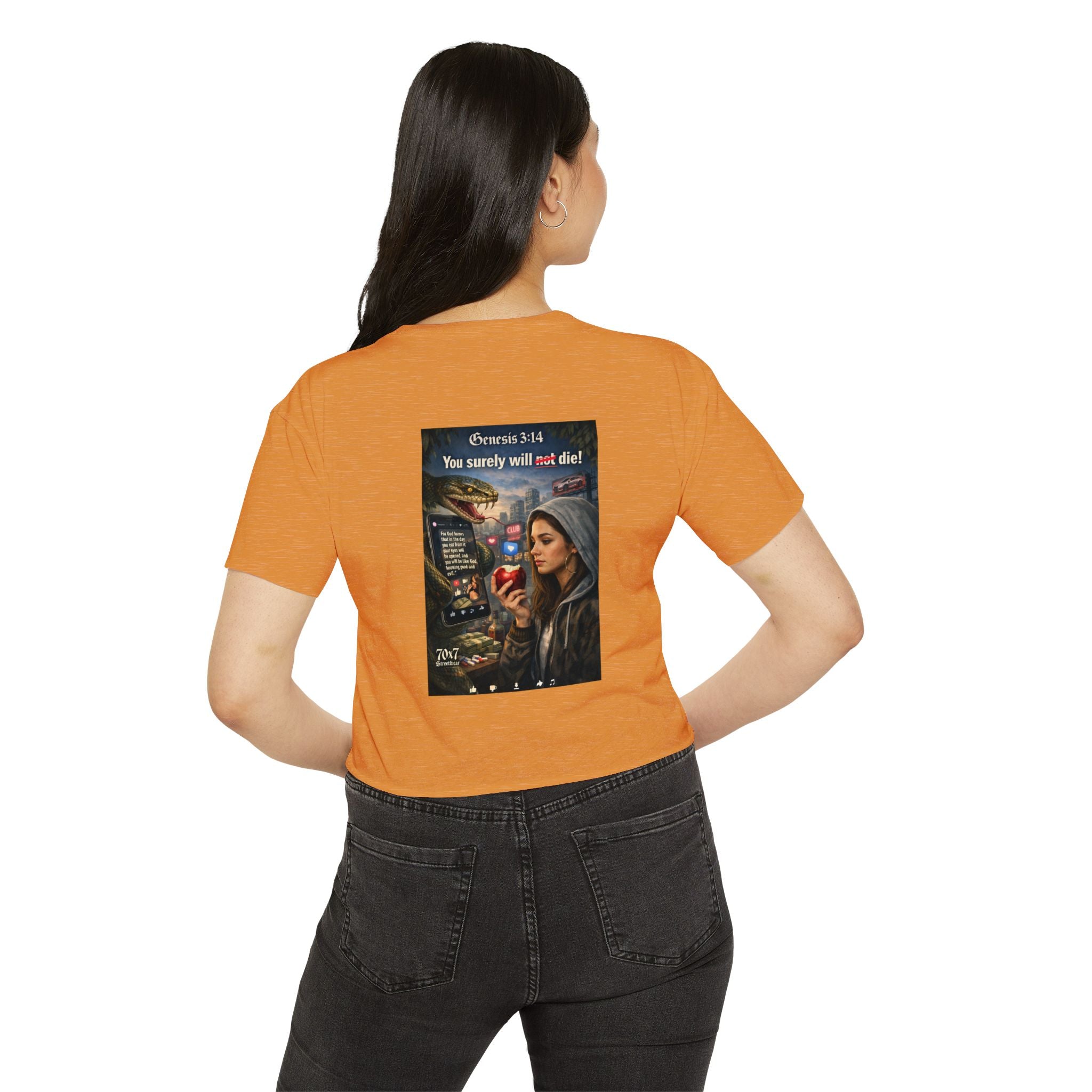 Genesis 3"14 Women's Crop Top — 'You Surely Will Not Die!' 70x7 Streetwear Graphic