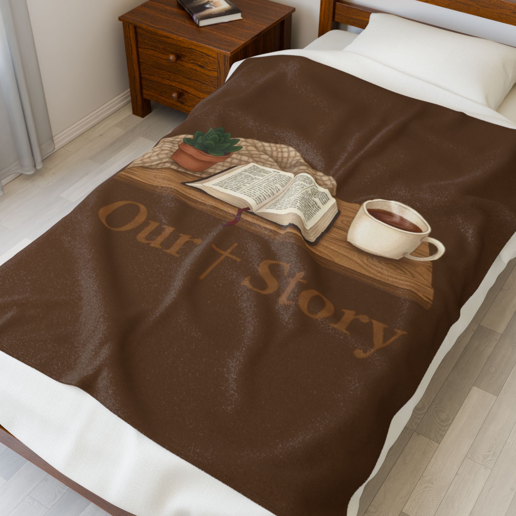 Our Story Reading Graphic Velveteen Plush Blanket | Cozy Book Aesthetic, Library Life