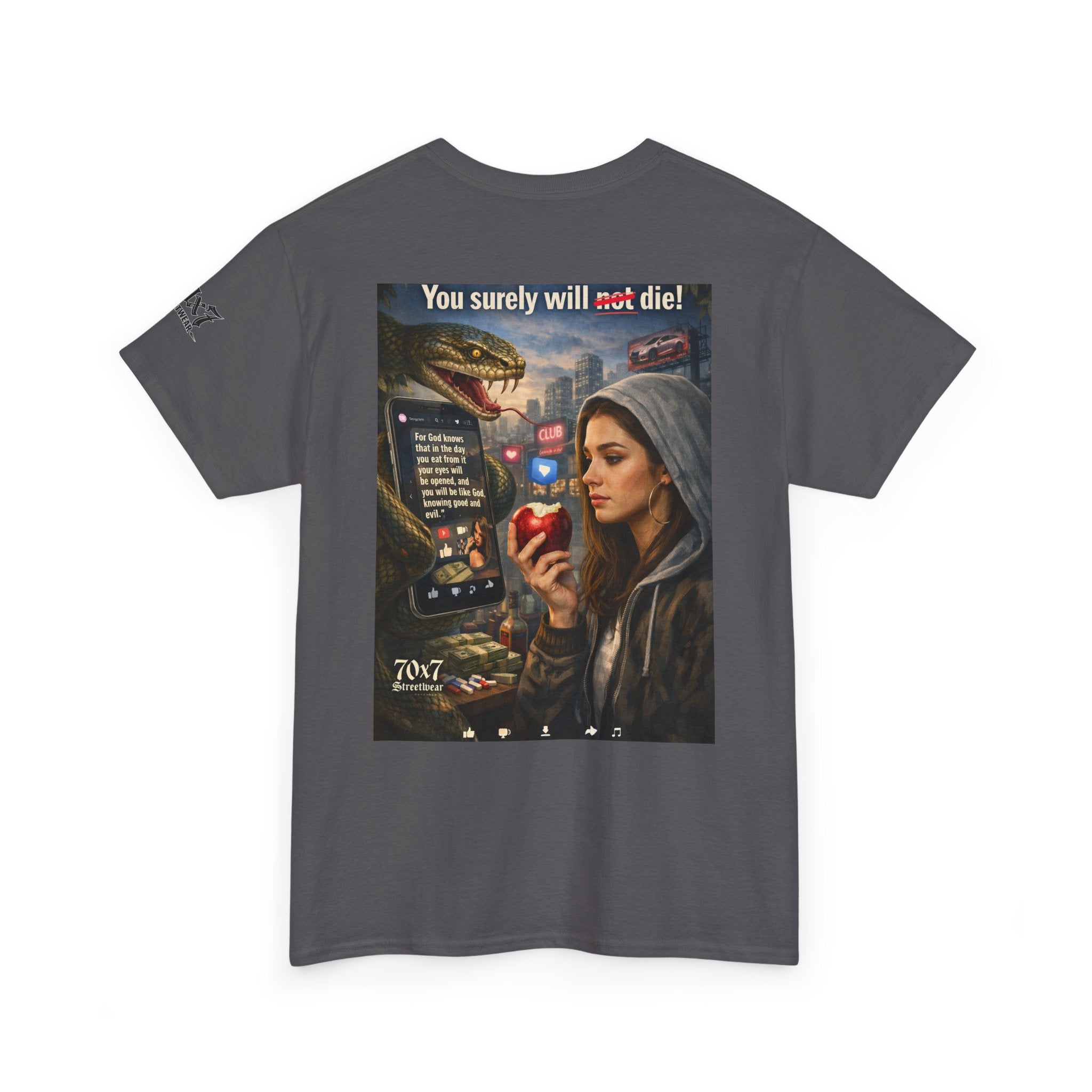 70x7 Genesis 3"14 T-Shirt — “You surely will not die!” Graphic Streetwear Tee