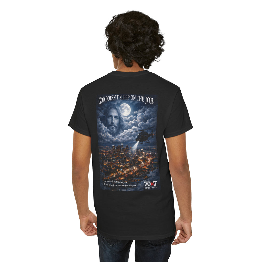 70x7 Streetwear "God Doesn't Sleep on the Job" Graphic T-Shirt