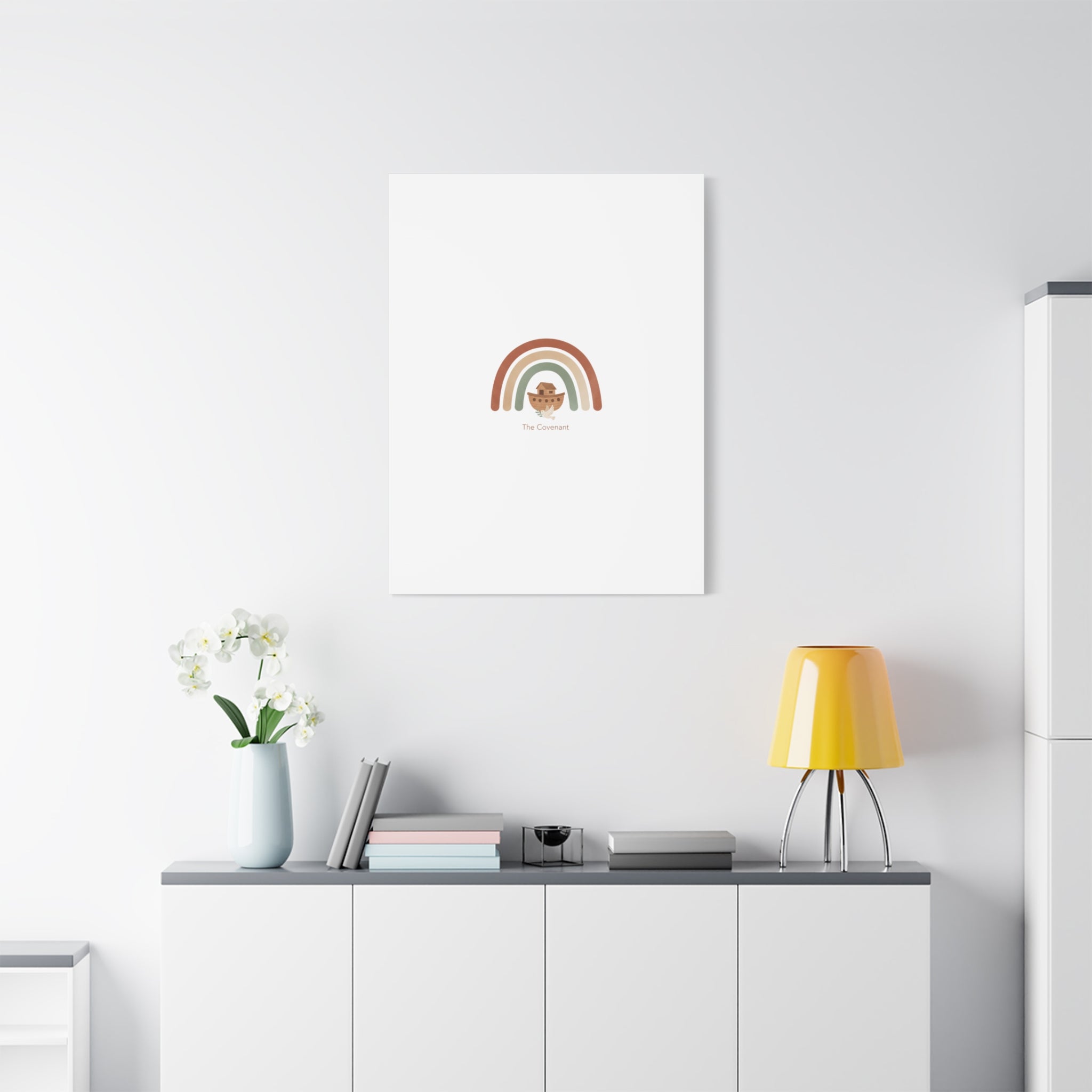 Noah's Ark Rainbow Matte Canvas Wall Art - "The Covenant" Nursery Decor