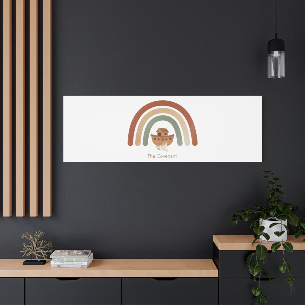 Noah's Ark Rainbow Matte Canvas Wall Art - "The Covenant" Nursery Decor