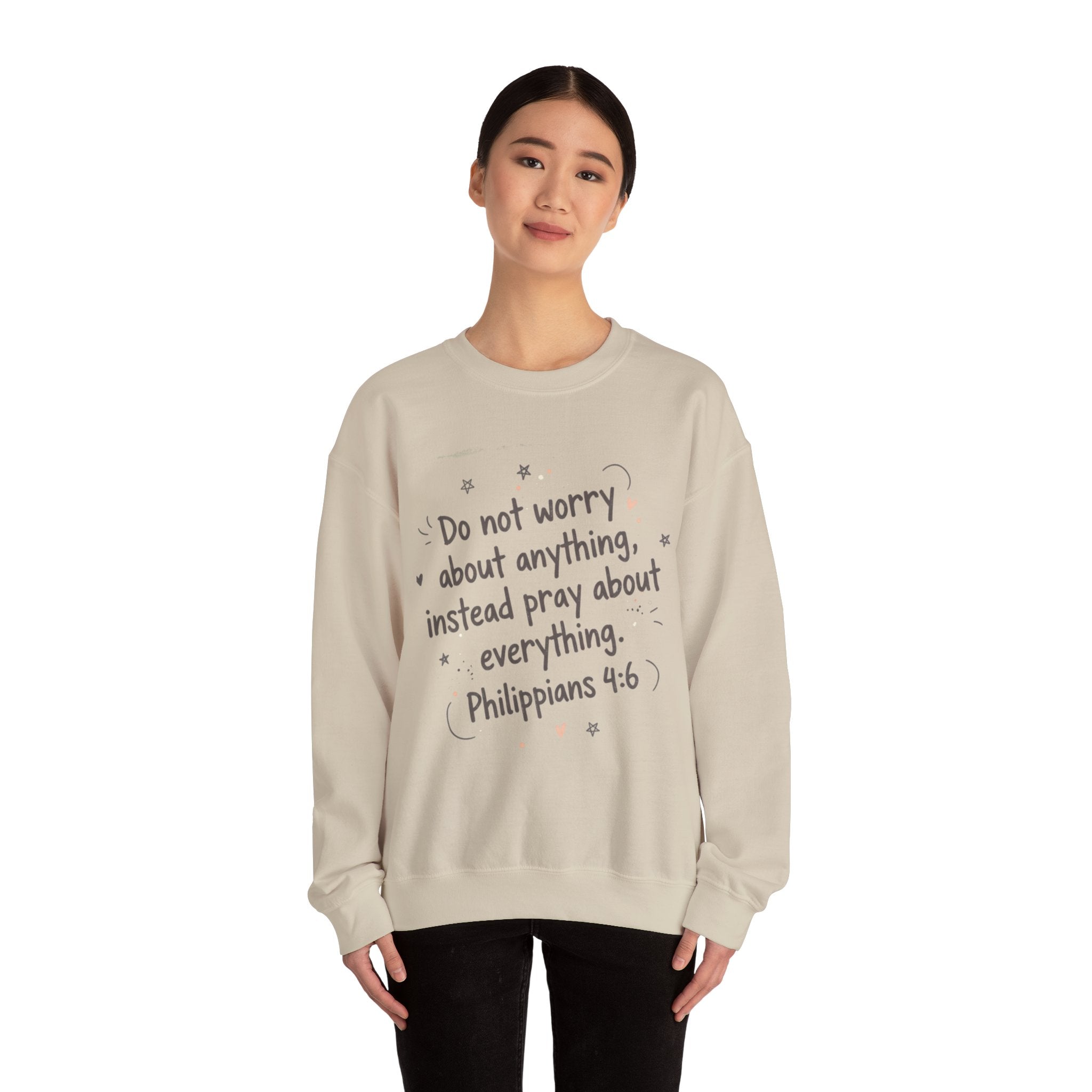 do not worry handwritten crewneck sweatshirt | messy script, hand lettering