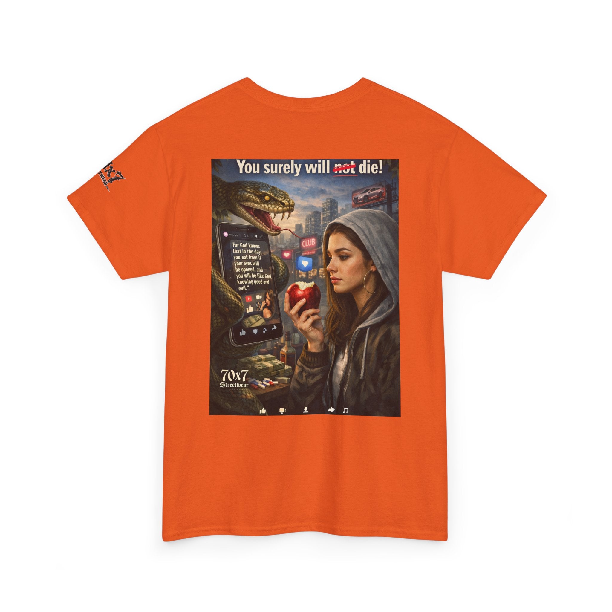 70x7 Genesis 3"14 T-Shirt — “You surely will not die!” Graphic Streetwear Tee