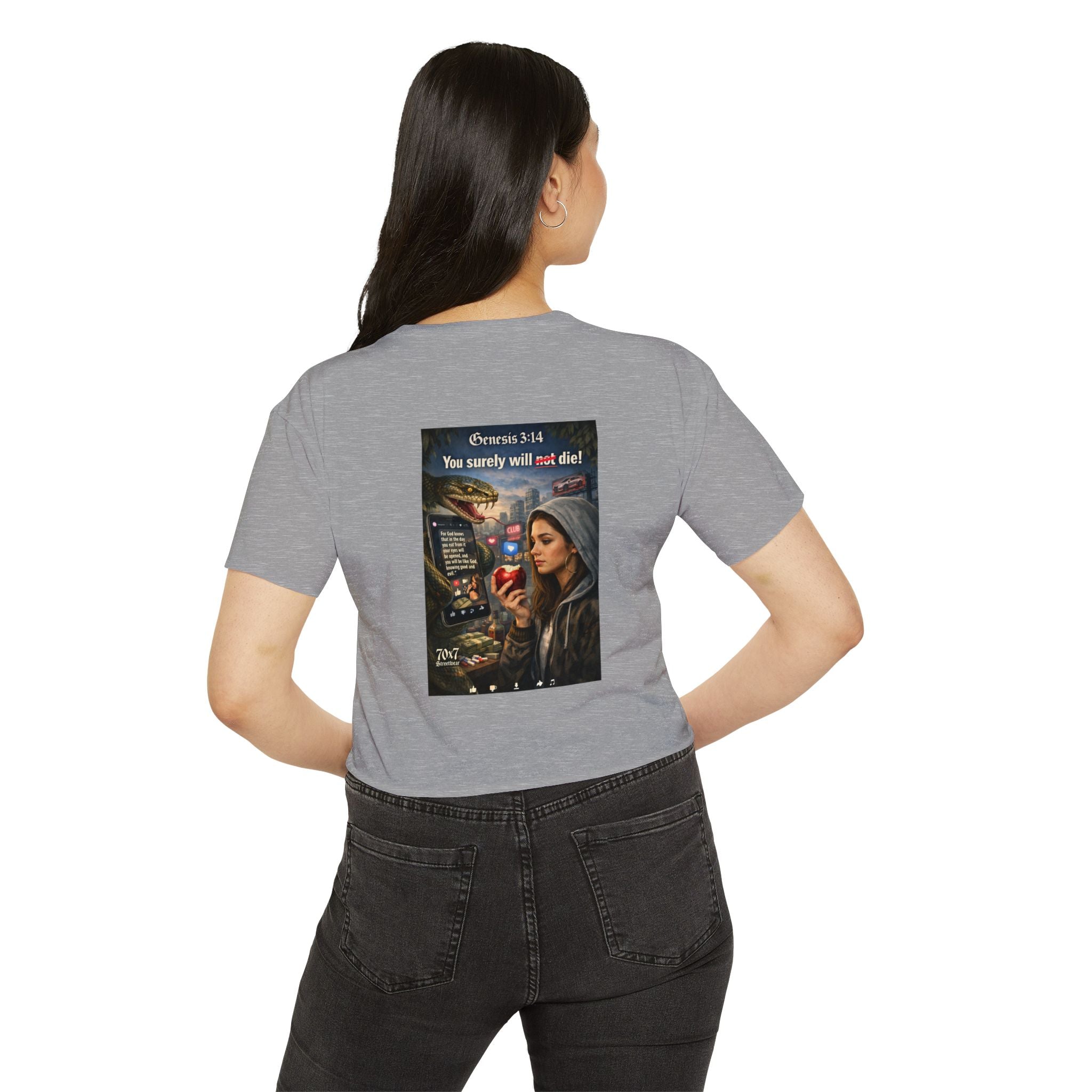 Genesis 3"14 Women's Crop Top — 'You Surely Will Not Die!' 70x7 Streetwear Graphic