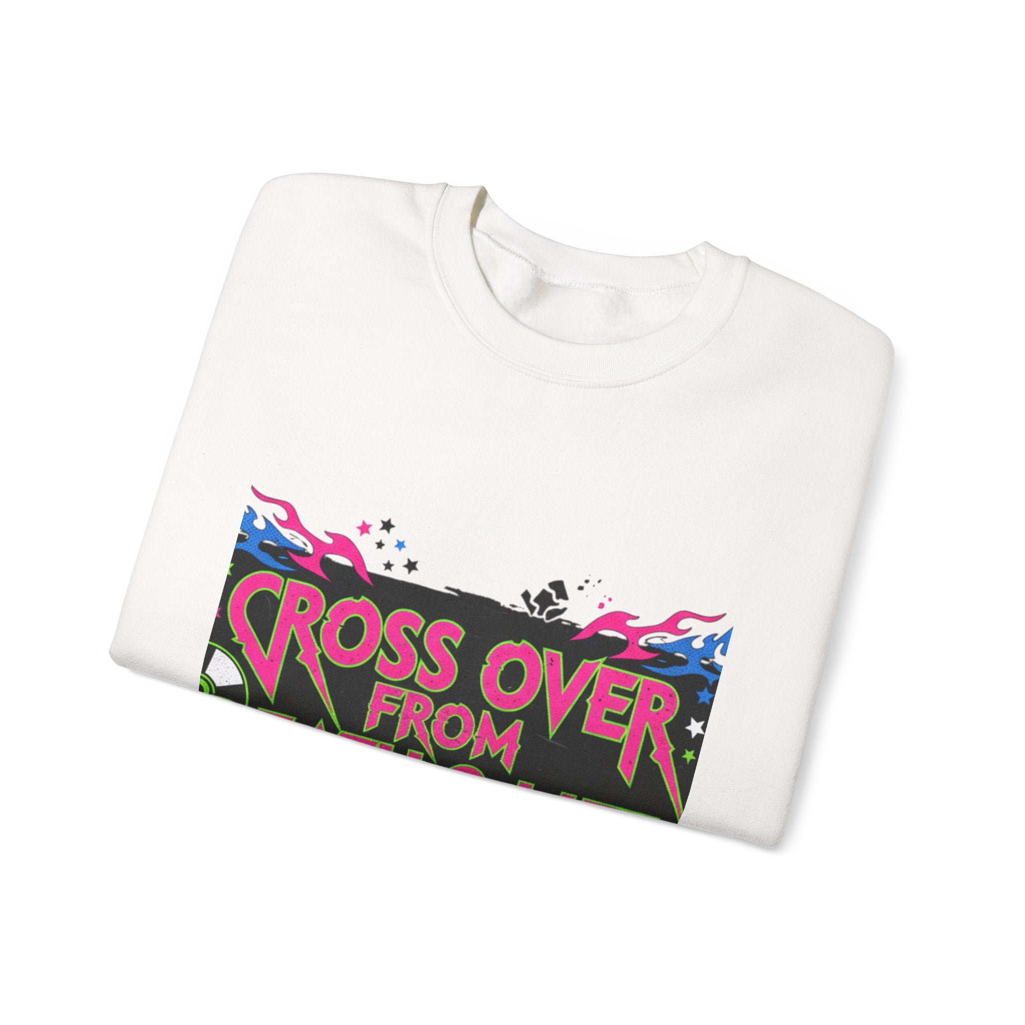 Crewneck Sweatshirt — "Cross Over From Death 2 Life" Graphic Pullover (World Tour 2K)