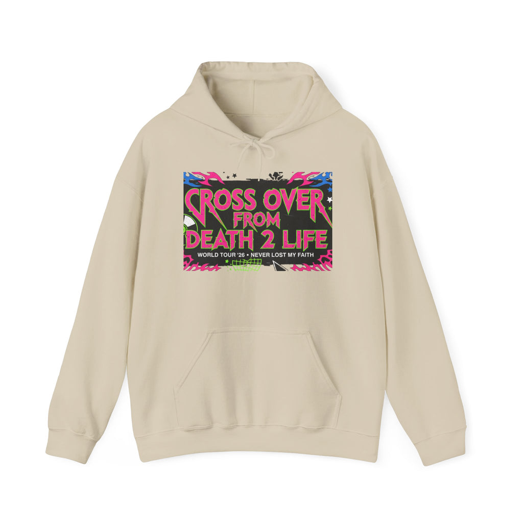 Crossover From Death 2 Life Hoodie — Bold Graphic Tour-Style Pullover