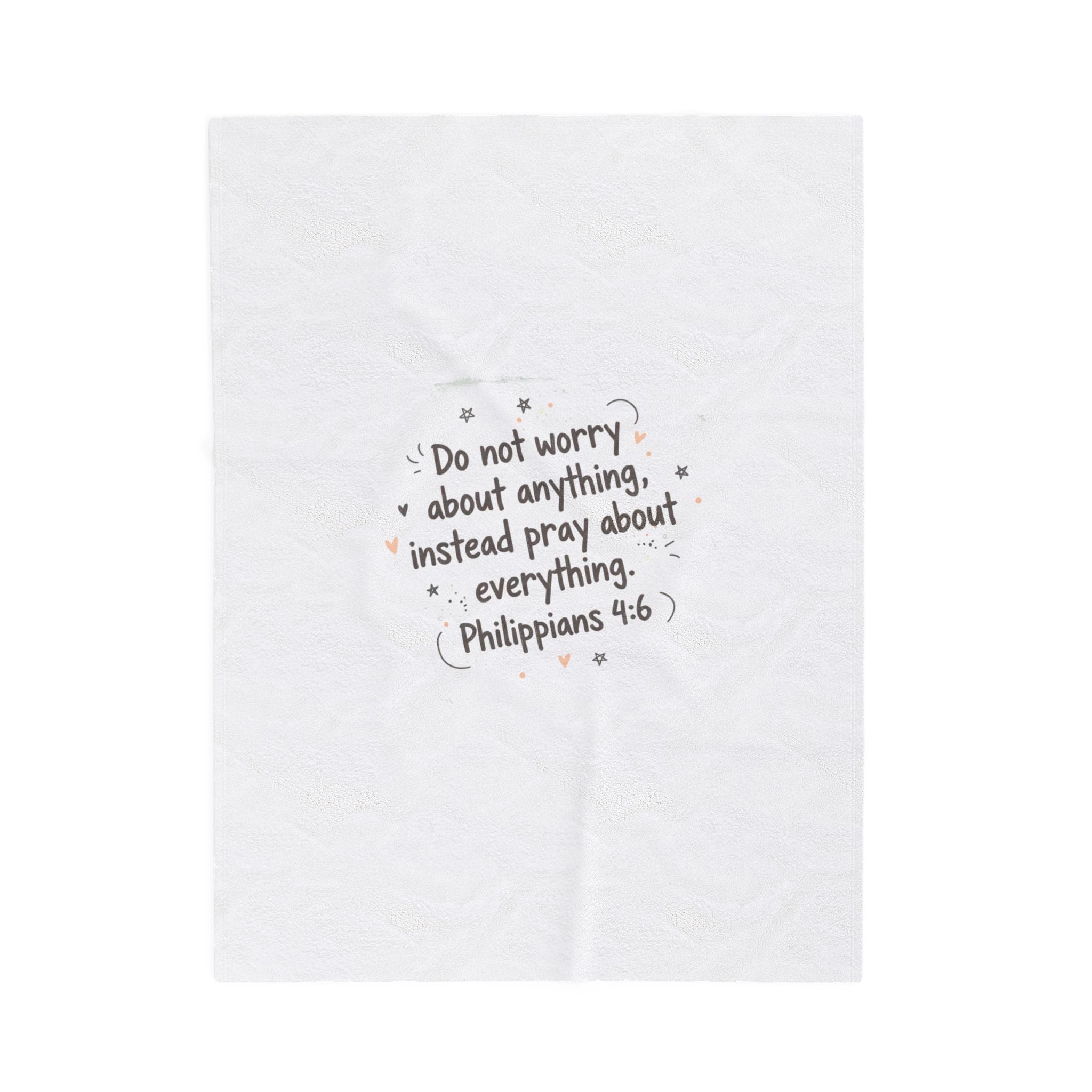 Handwritten Scripture Quote Velveteen Blanket | messy script, doodle text