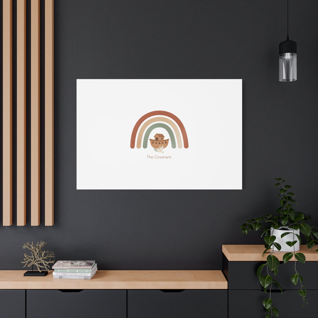 Noah's Ark Rainbow Matte Canvas Wall Art - "The Covenant" Nursery Decor