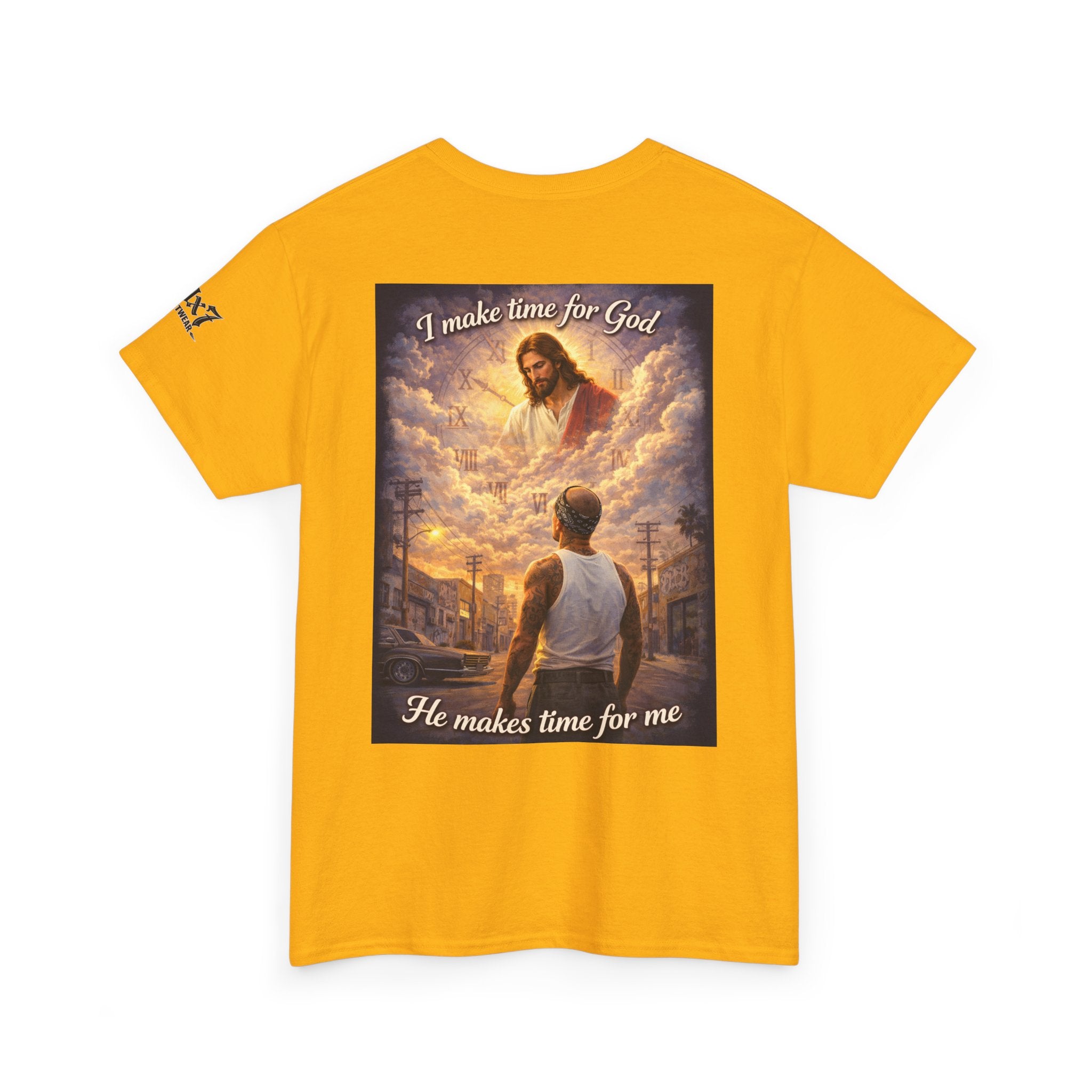 "I Make Time for God, He Makes Time for Me" 70x7 Streetwear Graphic Tee