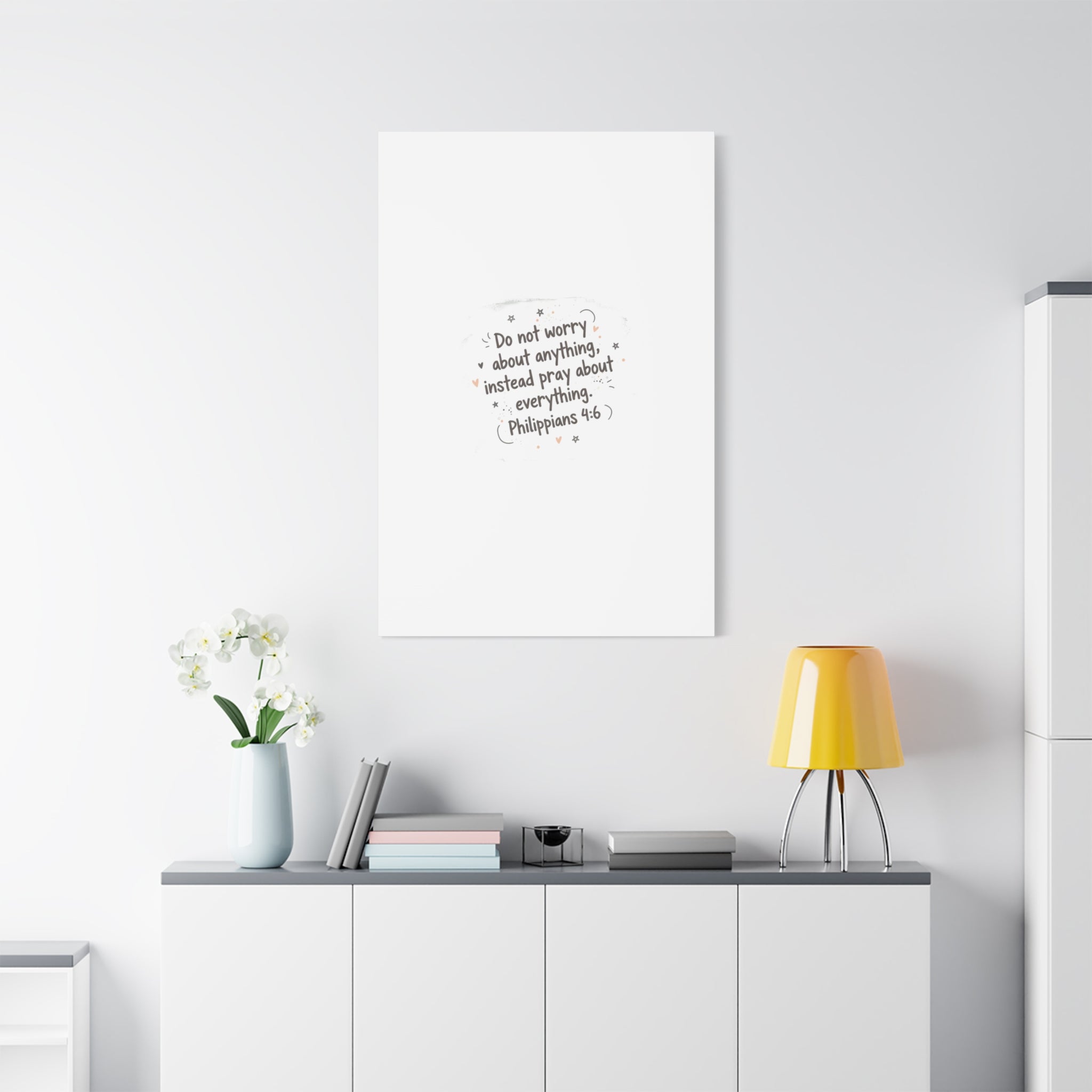 Do Not Worry Prayer Canvas | Handwritten Messy Script, Pastel Doodle Art