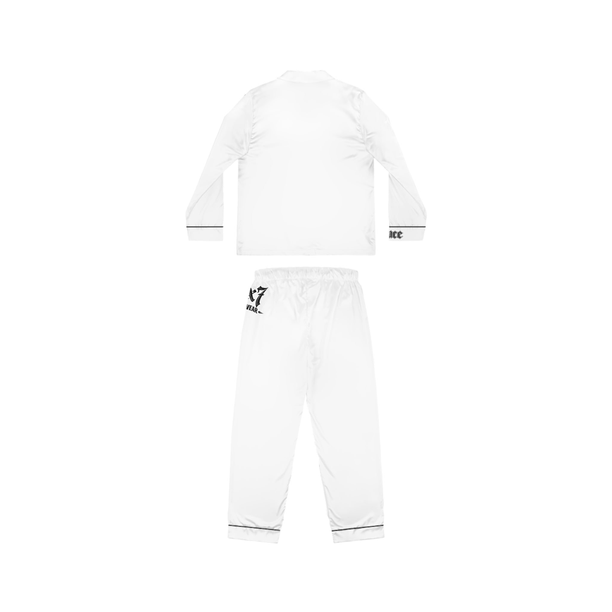 70x7 Streetwear Satin Pajamas — White Lux Streetwear Sleep Set