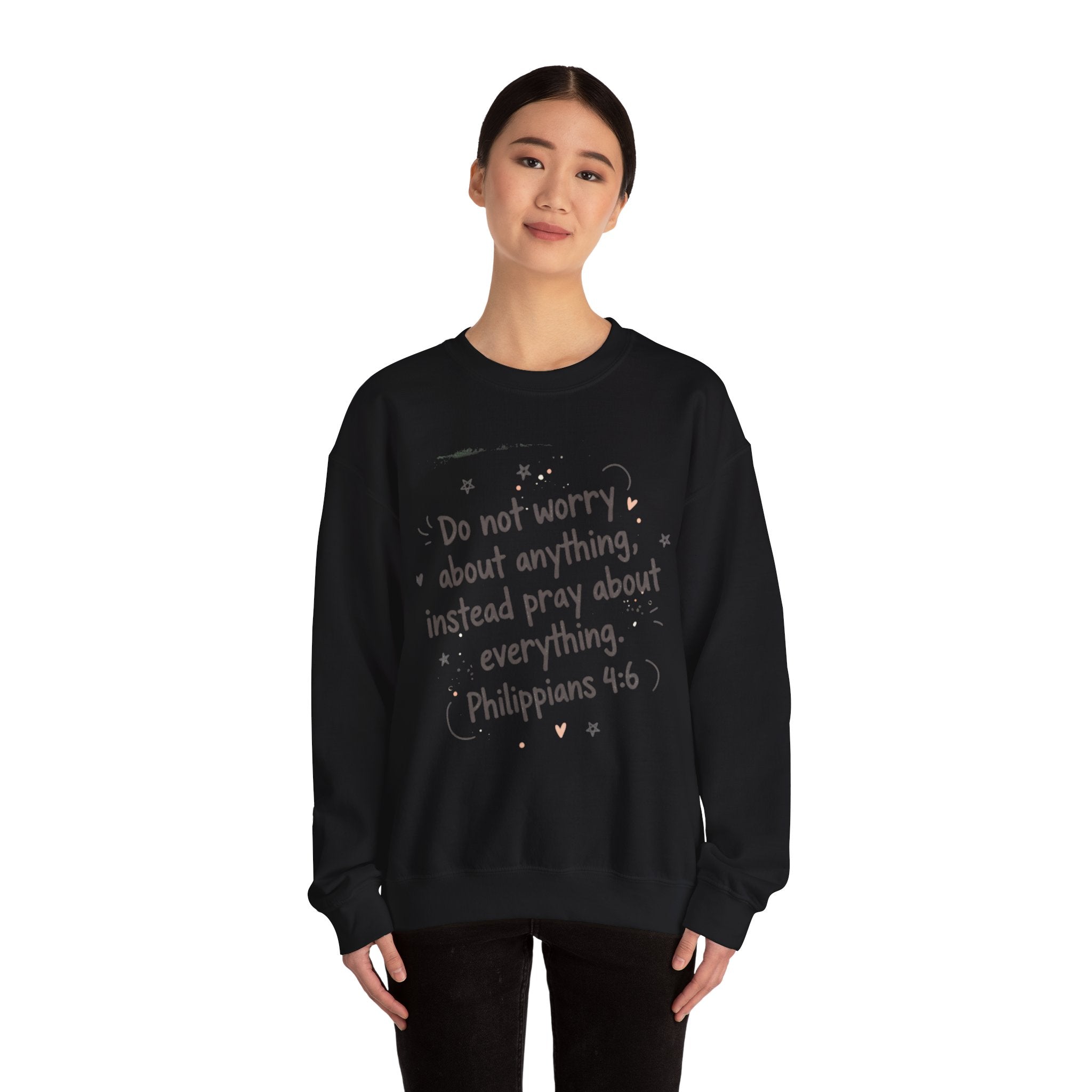 do not worry handwritten crewneck sweatshirt | messy script, hand lettering