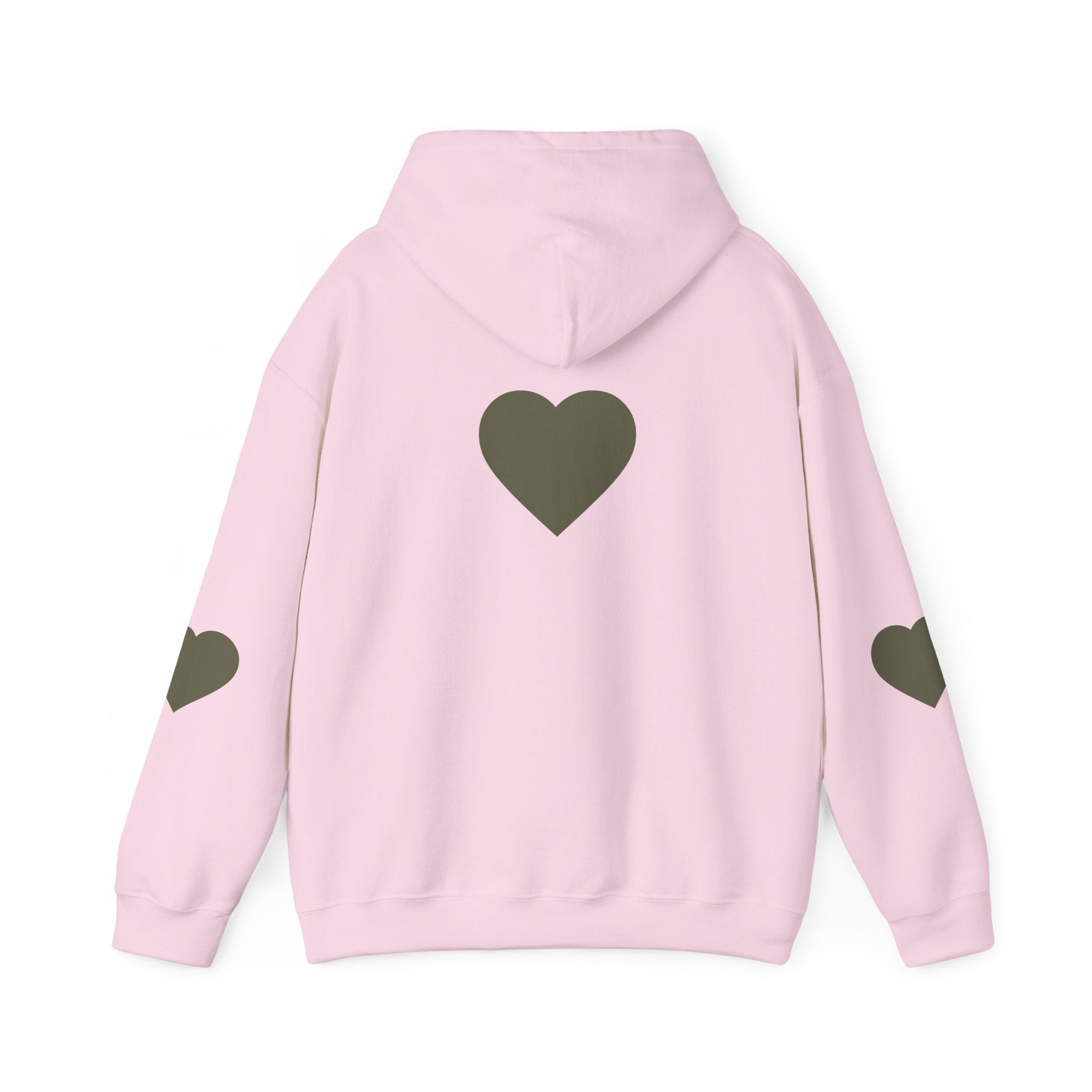 Heart Accent Hoodie — Minimal Olive Heart Sweatshirt for Everyday Wear
