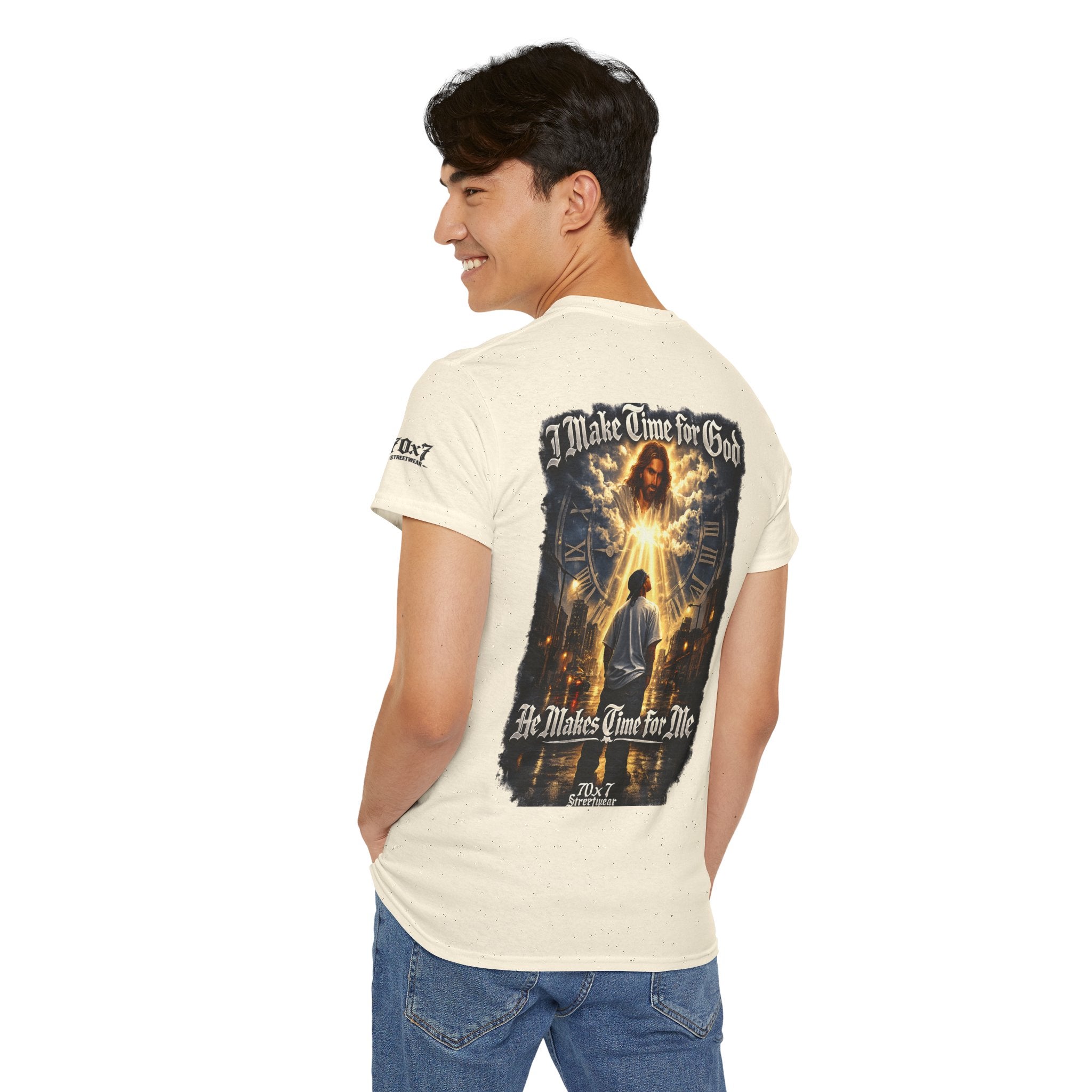 70x7 Streetwear — "I Make Time for God, He Makes Time for Me" Spiritual Streetwear