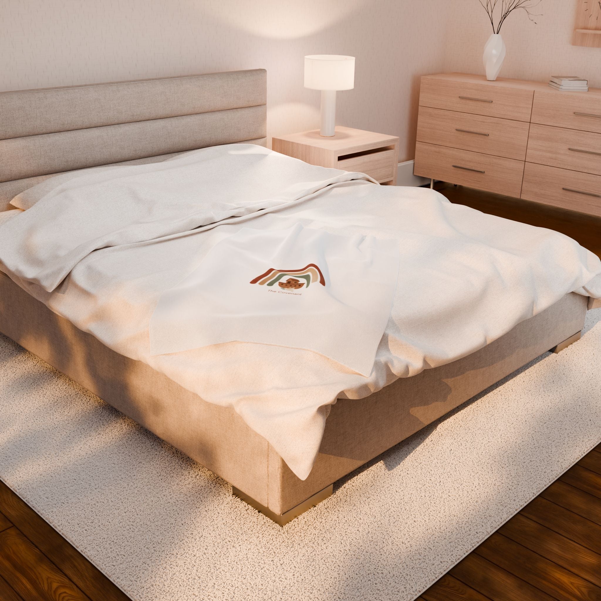 Neutral Rainbow Arc Plush Blanket | Boho Desert Arc, Muted Rainbow Nursery