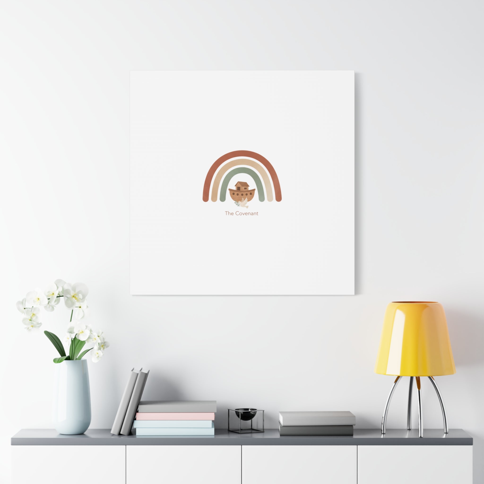 Noah's Ark Rainbow Matte Canvas Wall Art - "The Covenant" Nursery Decor