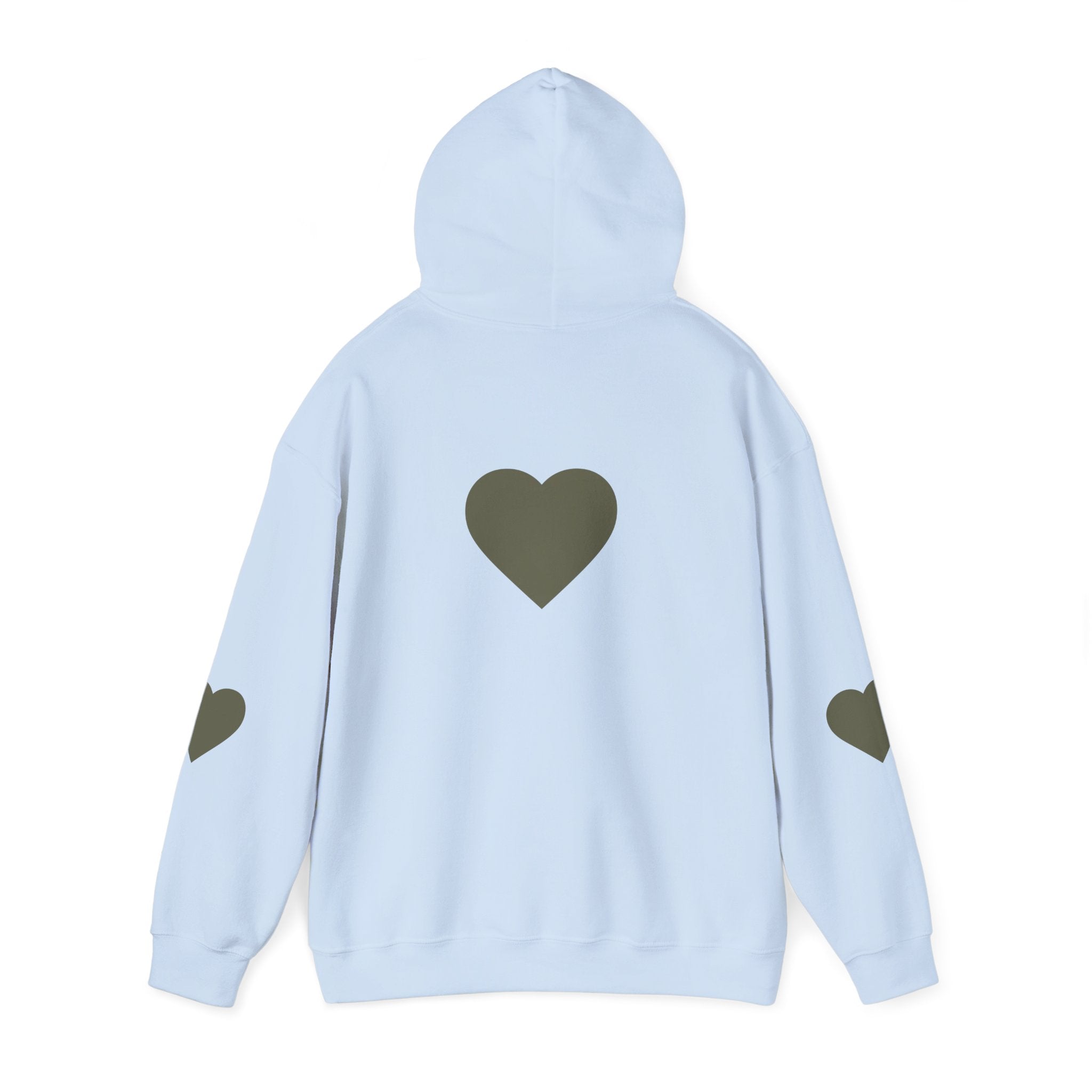 Heart Accent Hoodie — Minimal Olive Heart Sweatshirt for Everyday Wear