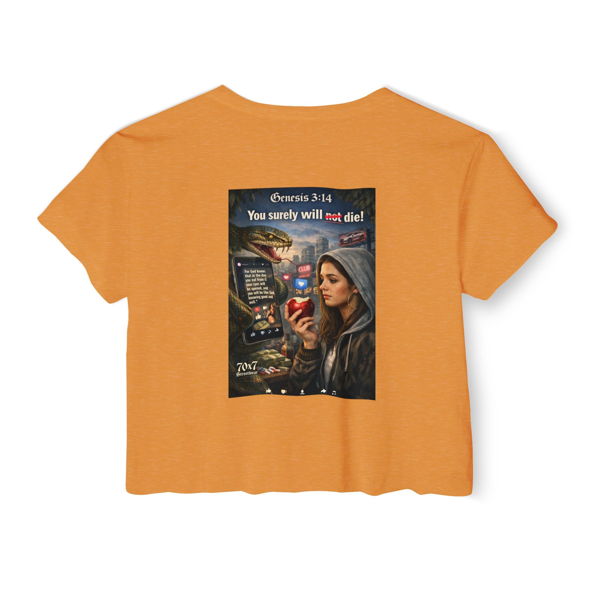 Genesis 3"14 Women's Crop Top — 'You Surely Will Not Die!' 70x7 Streetwear Graphic