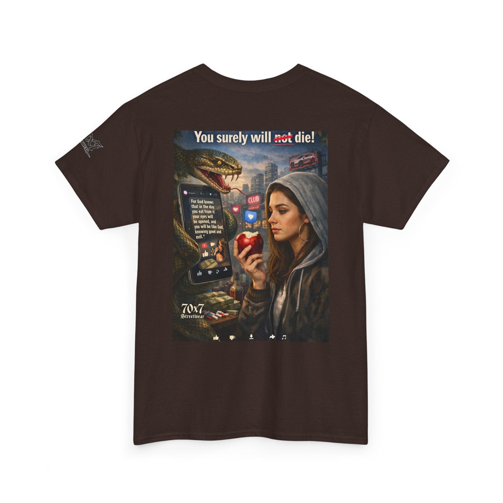 70x7 Genesis 3"14 T-Shirt — “You surely will not die!” Graphic Streetwear Tee