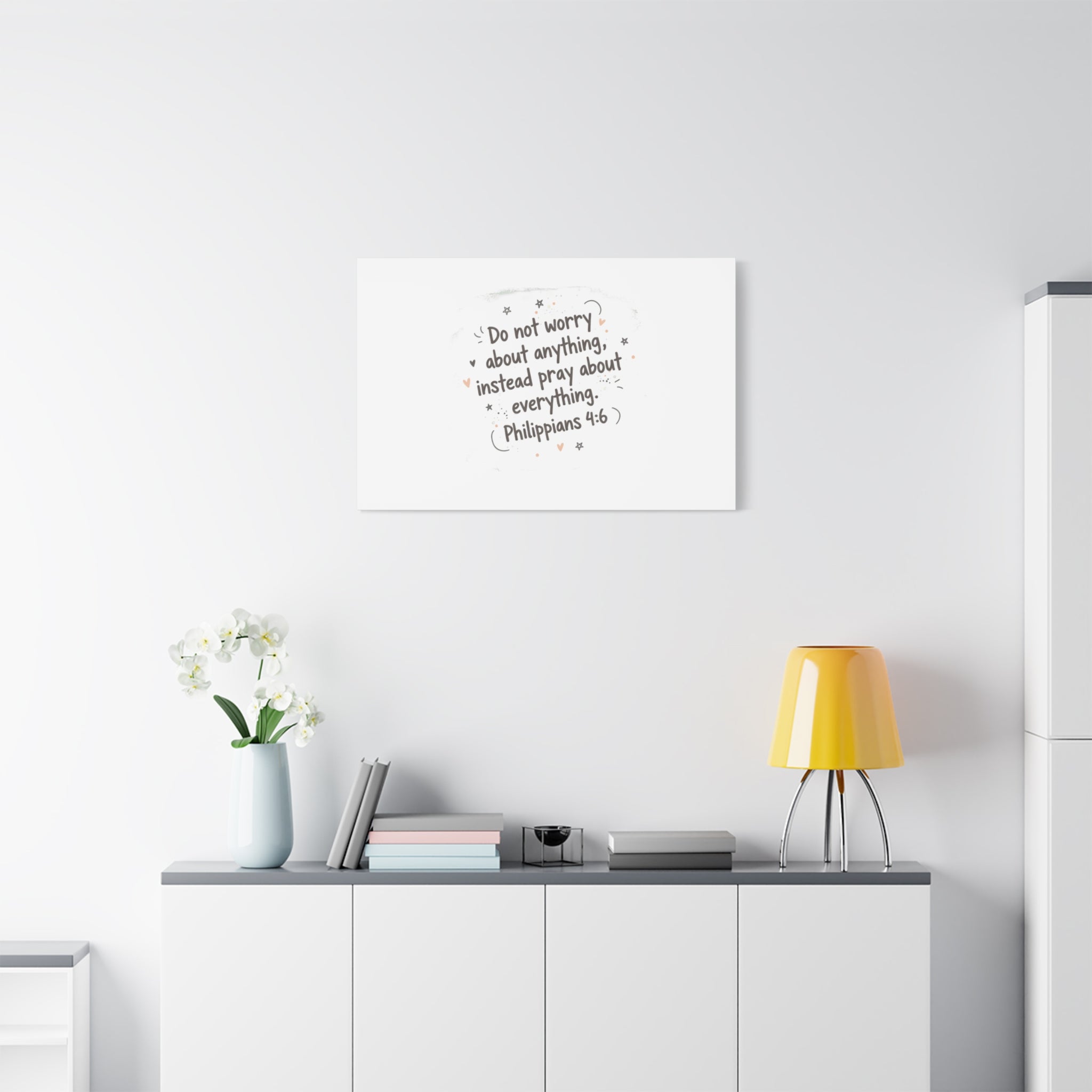 Do Not Worry Prayer Canvas | Handwritten Messy Script, Pastel Doodle Art
