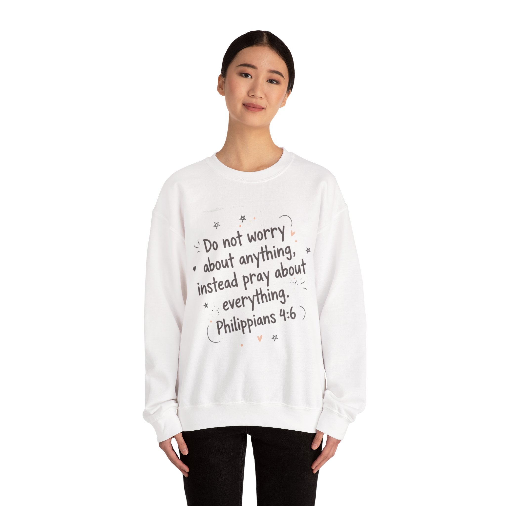 do not worry handwritten crewneck sweatshirt | messy script, hand lettering