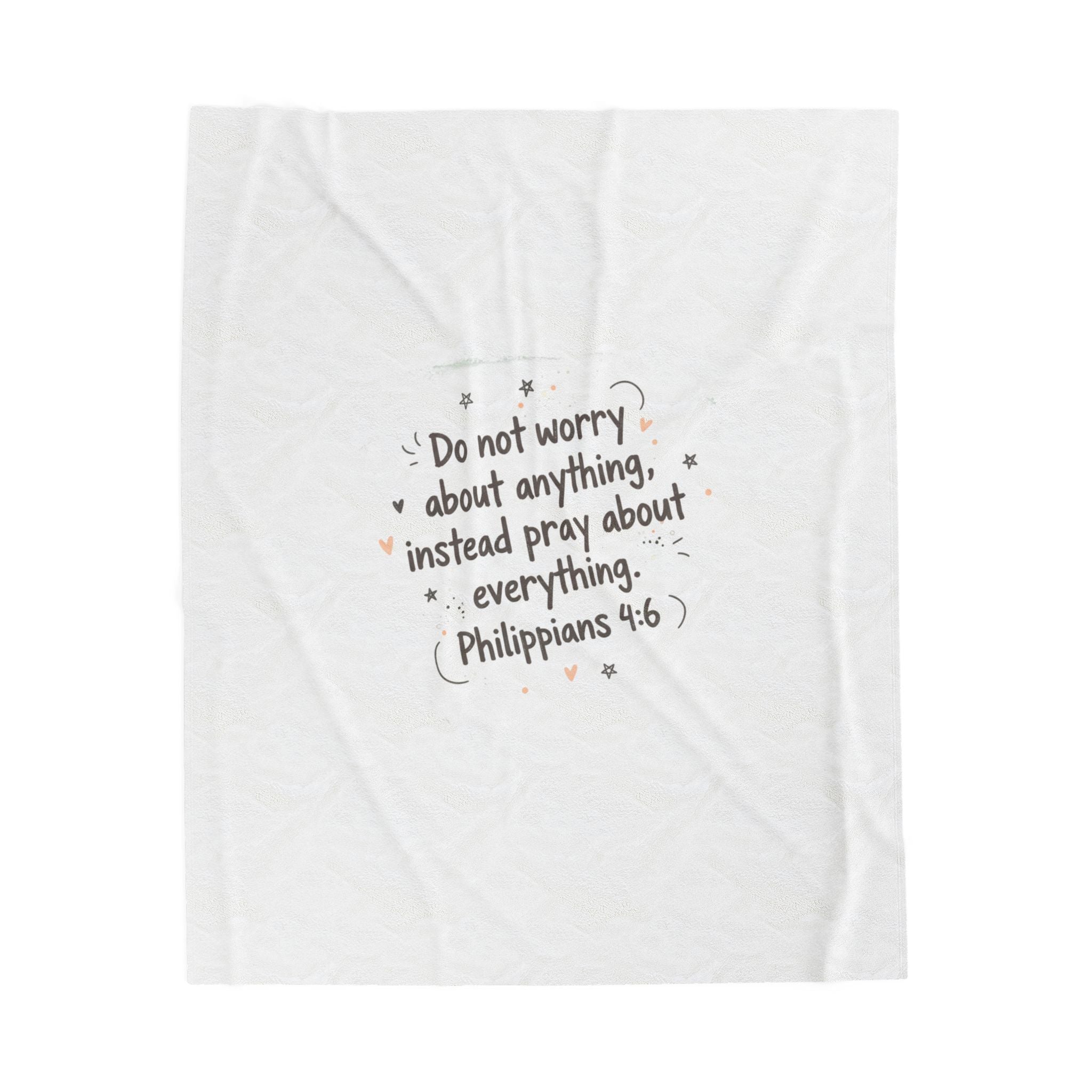 Handwritten Scripture Quote Velveteen Blanket | messy script, doodle text