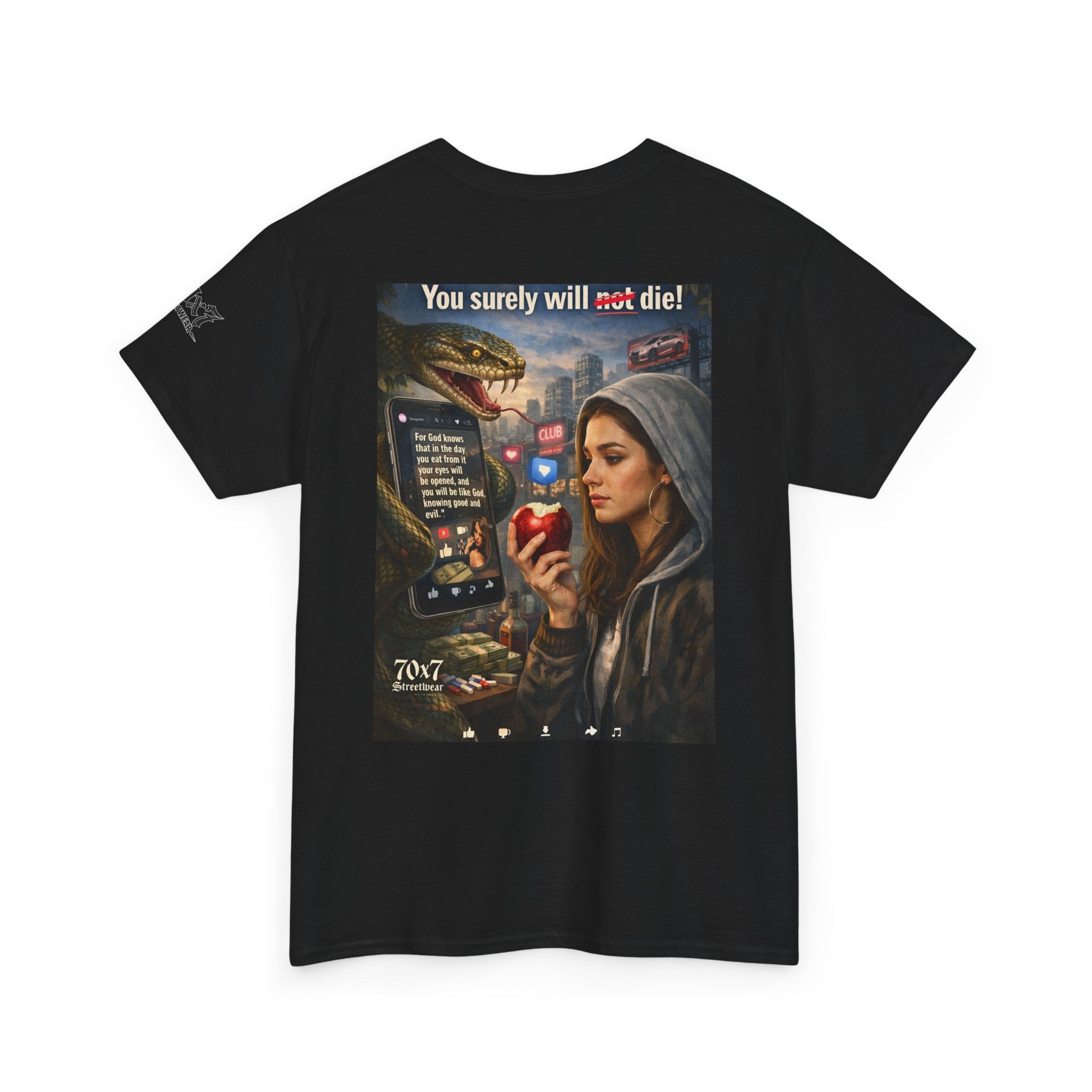 70x7 Genesis 3"14 T-Shirt — “You surely will not die!” Graphic Streetwear Tee