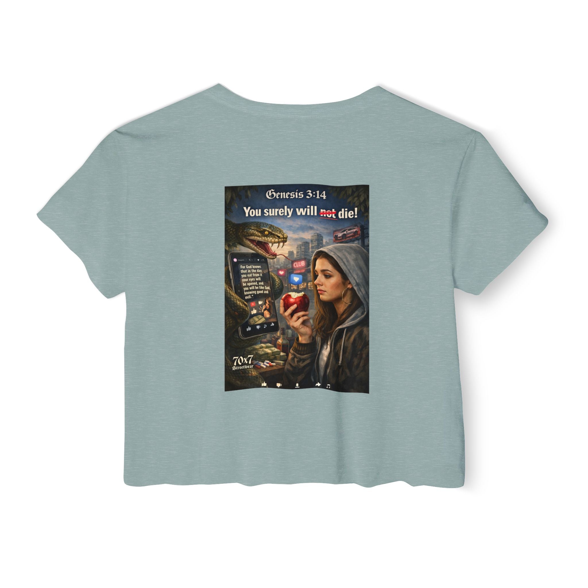 Genesis 3"14 Women's Crop Top — 'You Surely Will Not Die!' 70x7 Streetwear Graphic