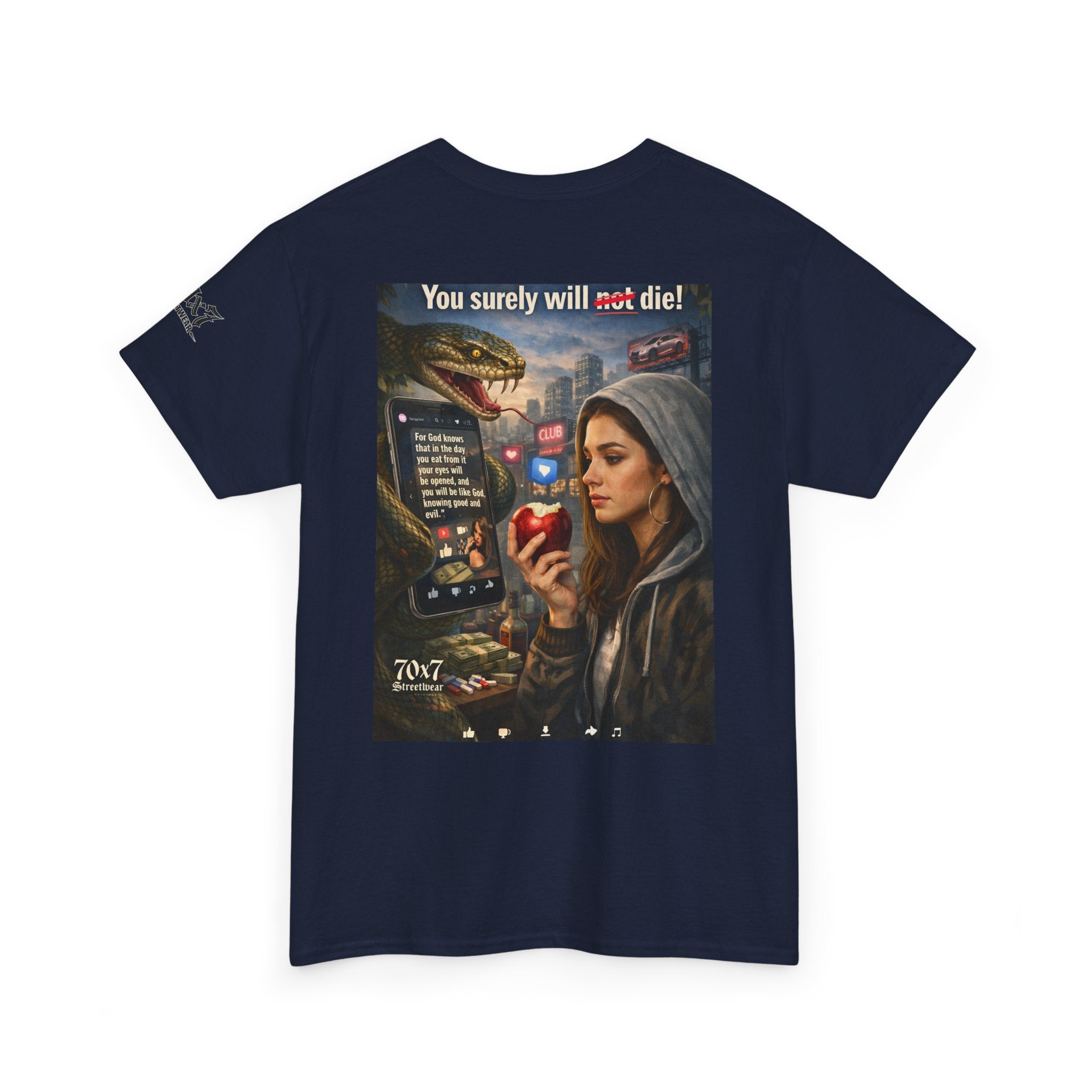 70x7 Genesis 3"14 T-Shirt — “You surely will not die!” Graphic Streetwear Tee